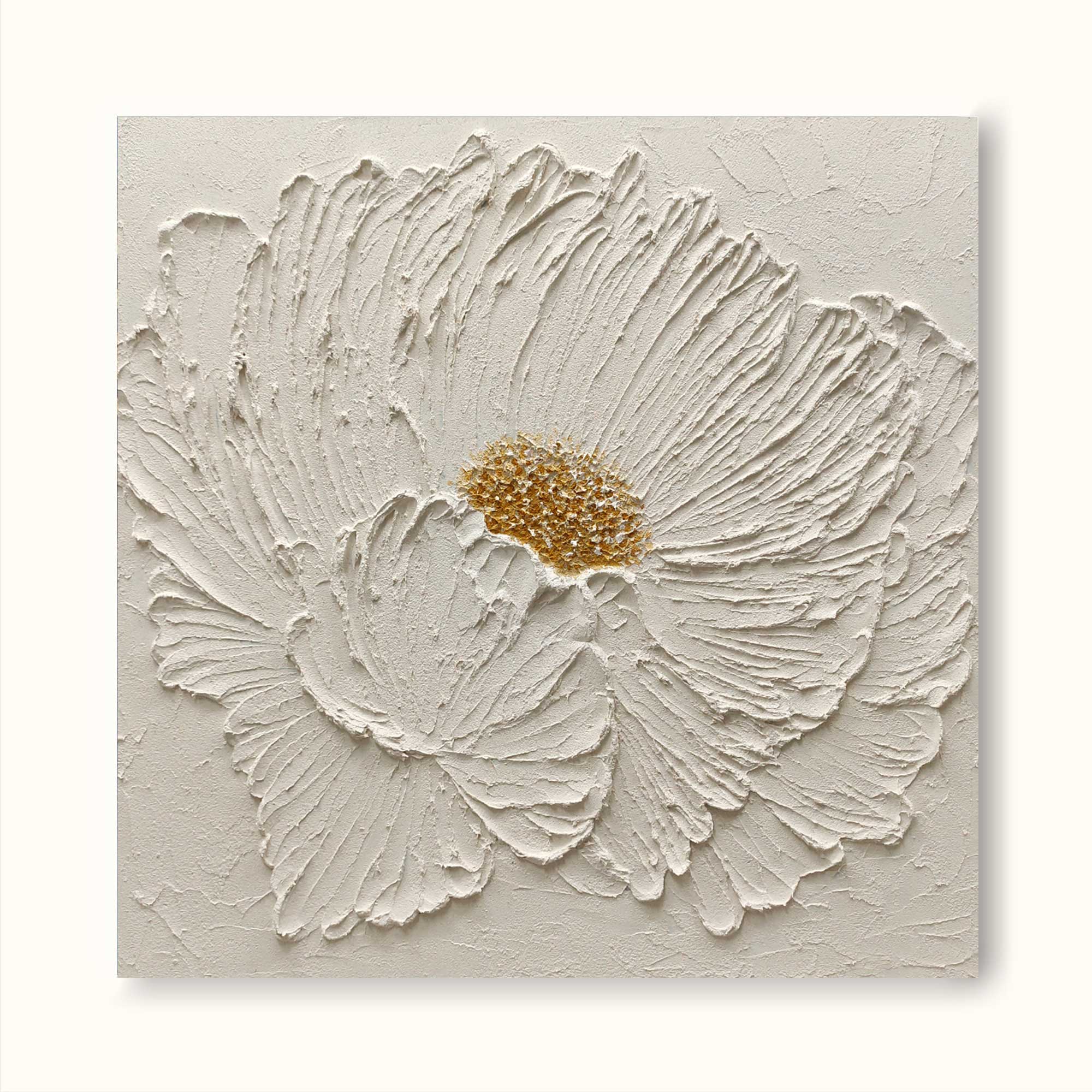 White 3D Plaster Painting White 3D Textured Abstract Art White 3D  Minimalist Painting 3D Plaster Art