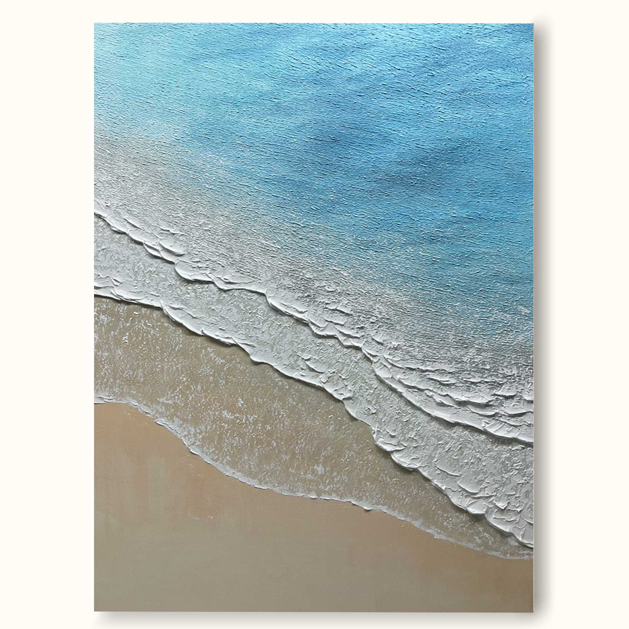 3D Minimalist Blue Ocean Painting On Canvas Acrylic Abstract Coastal ...