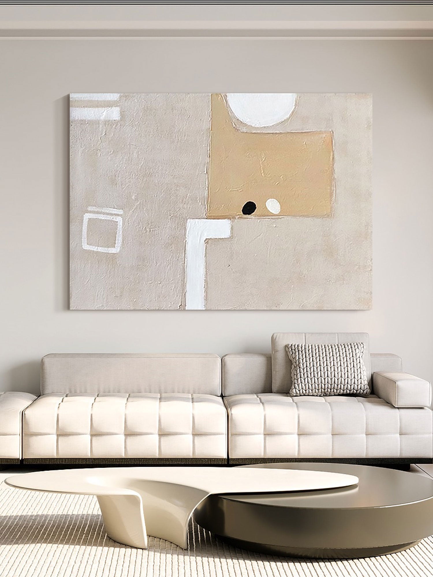 Contemporary Minimalist Art Framed Minimalist Geometric Canvas Painting Acrylic For Living Room