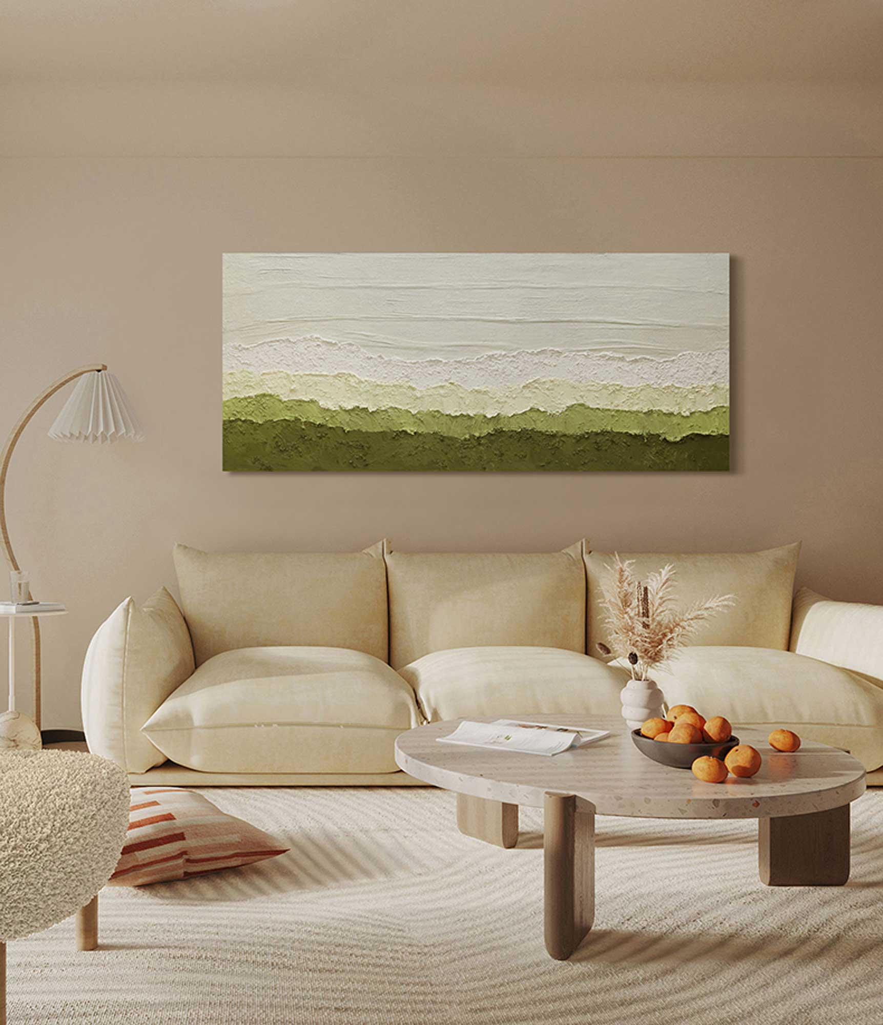 Textured Minimalist Abstract Landscape Painting Large Modern Minimalist Wall Art Framed