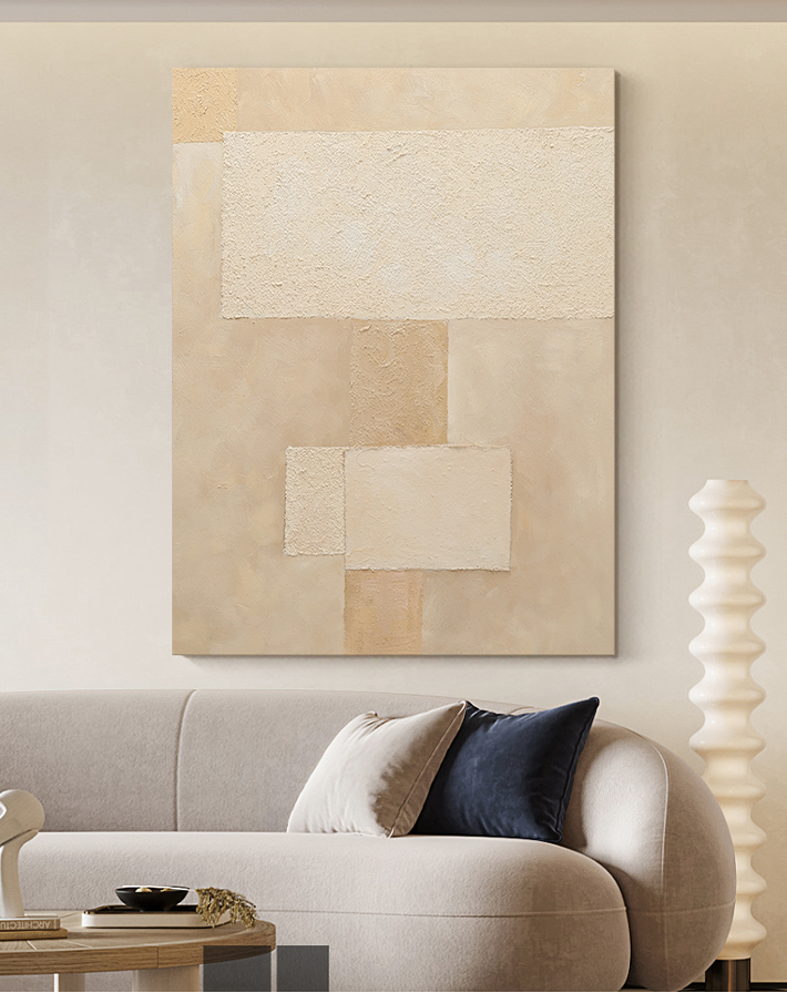 Beige Brown Wall Art Brown Geometric Wall Art Beige Brown Abstract Canvas Art