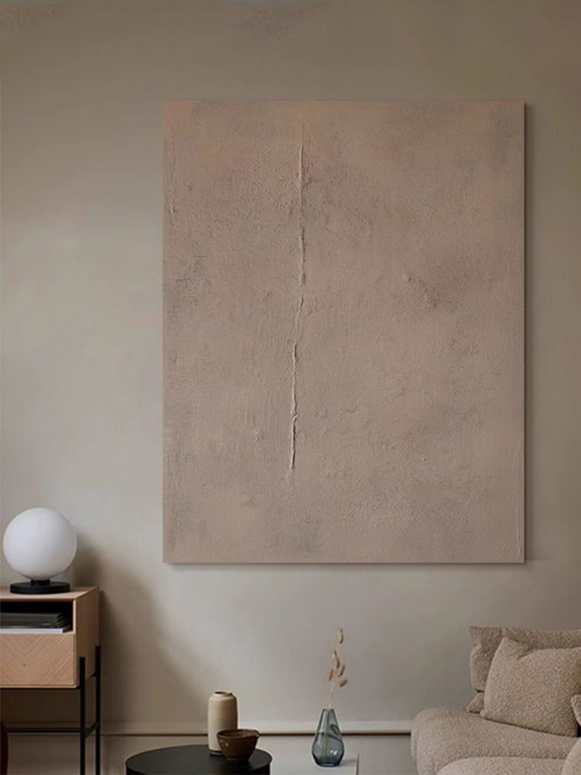 Pure Brown Plaster Wall Art Pure Neutral Minimalist Painting Large Brown Abstract Painting