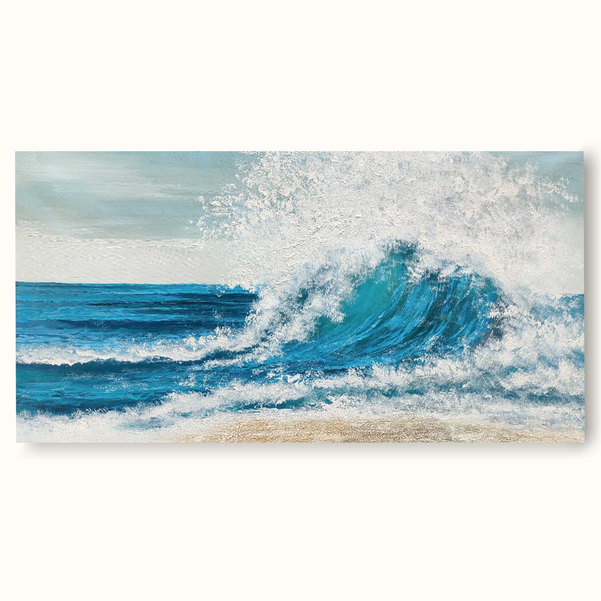 Original Ocean Wave Oil Painting On Canvas 3D Minimalist Textured Coastal Wall Art