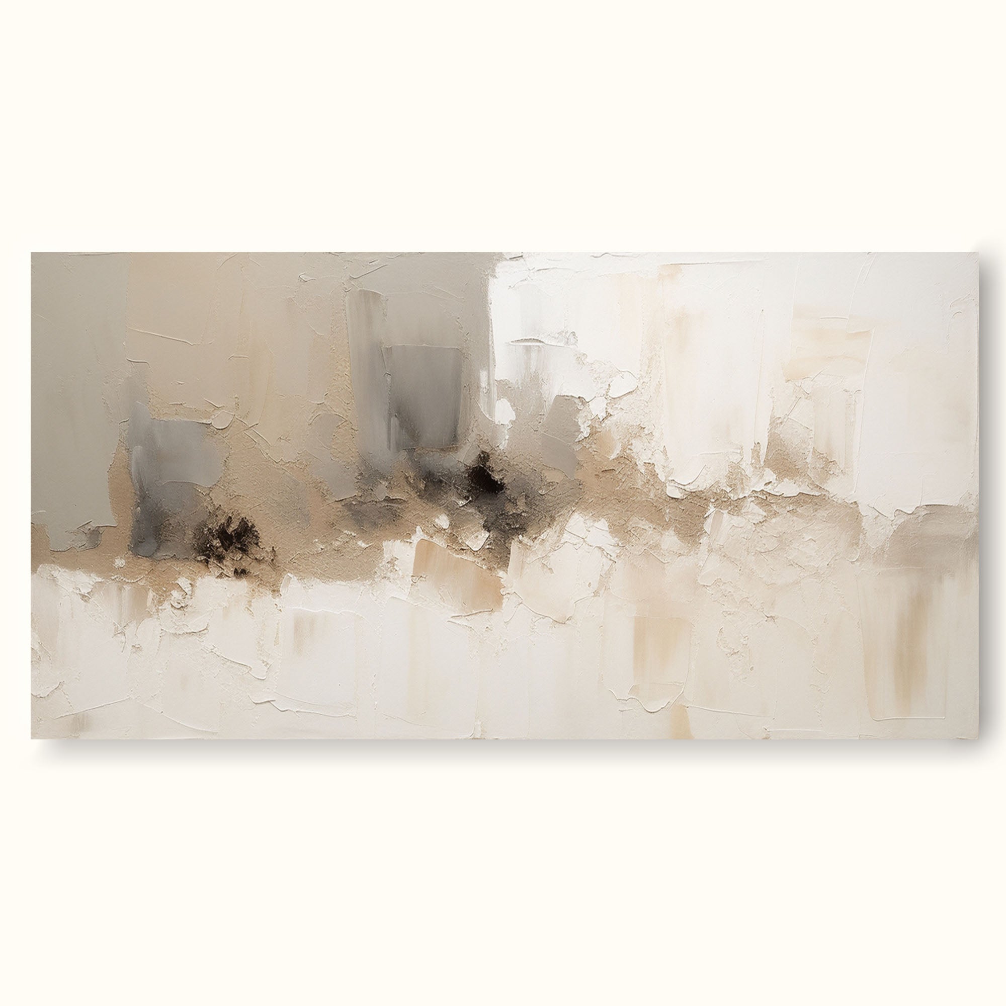 Beige Minimalist Wall Art Large Original Beige Abstract Painting Neutral Wall Art Framed