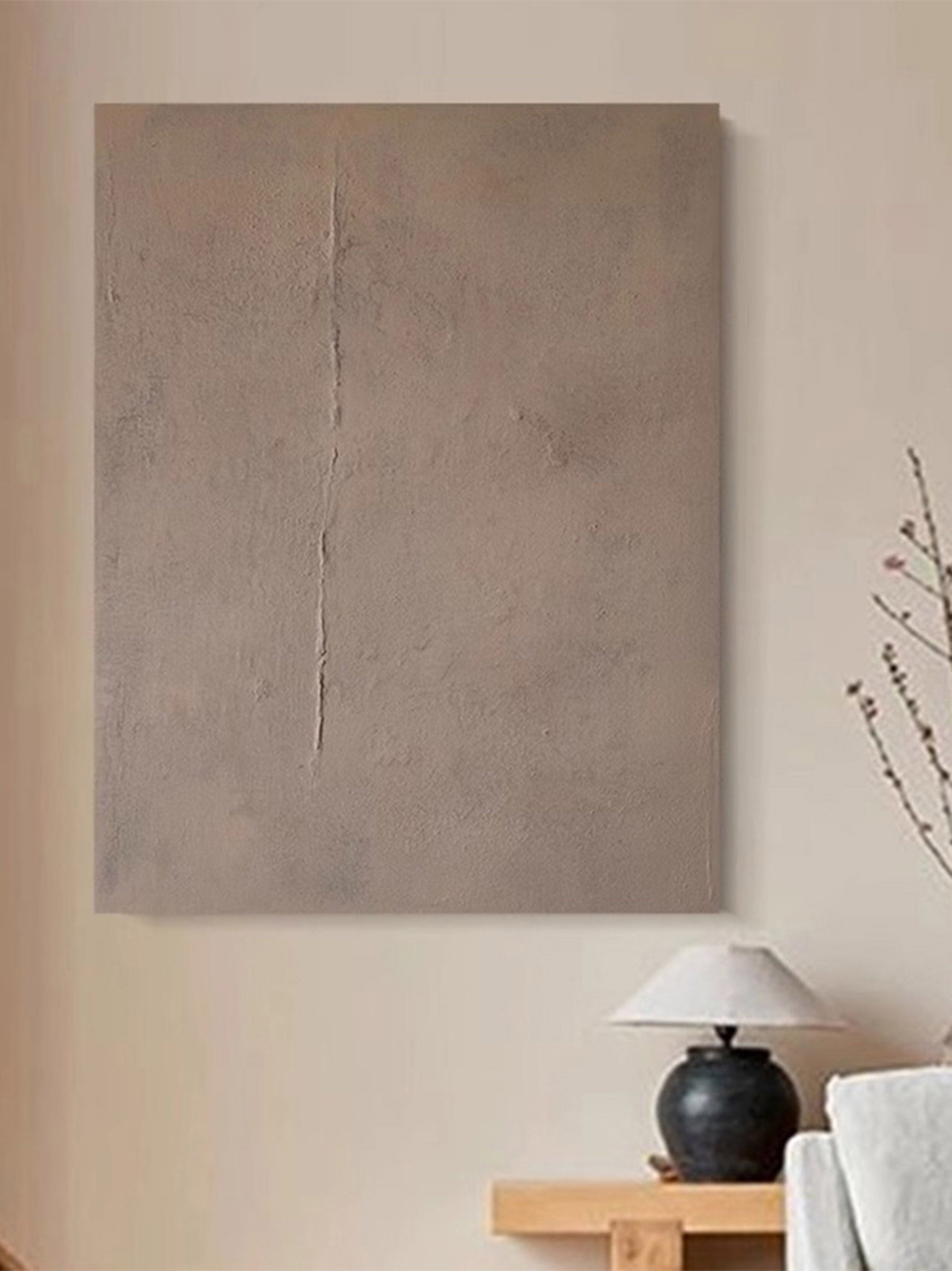 Pure Brown Plaster Wall Art Pure Neutral Minimalist Painting Large Brown Abstract Painting