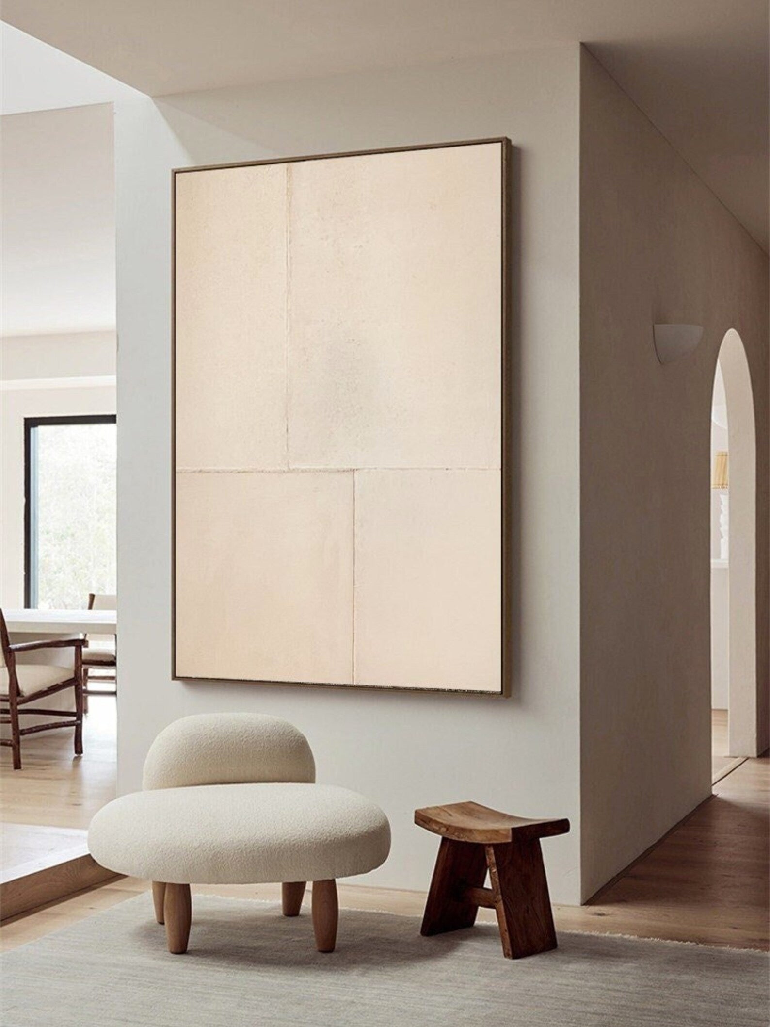 Light Beige Wall Art Neutral Beige Painting On Canvas Beige Minimal Art