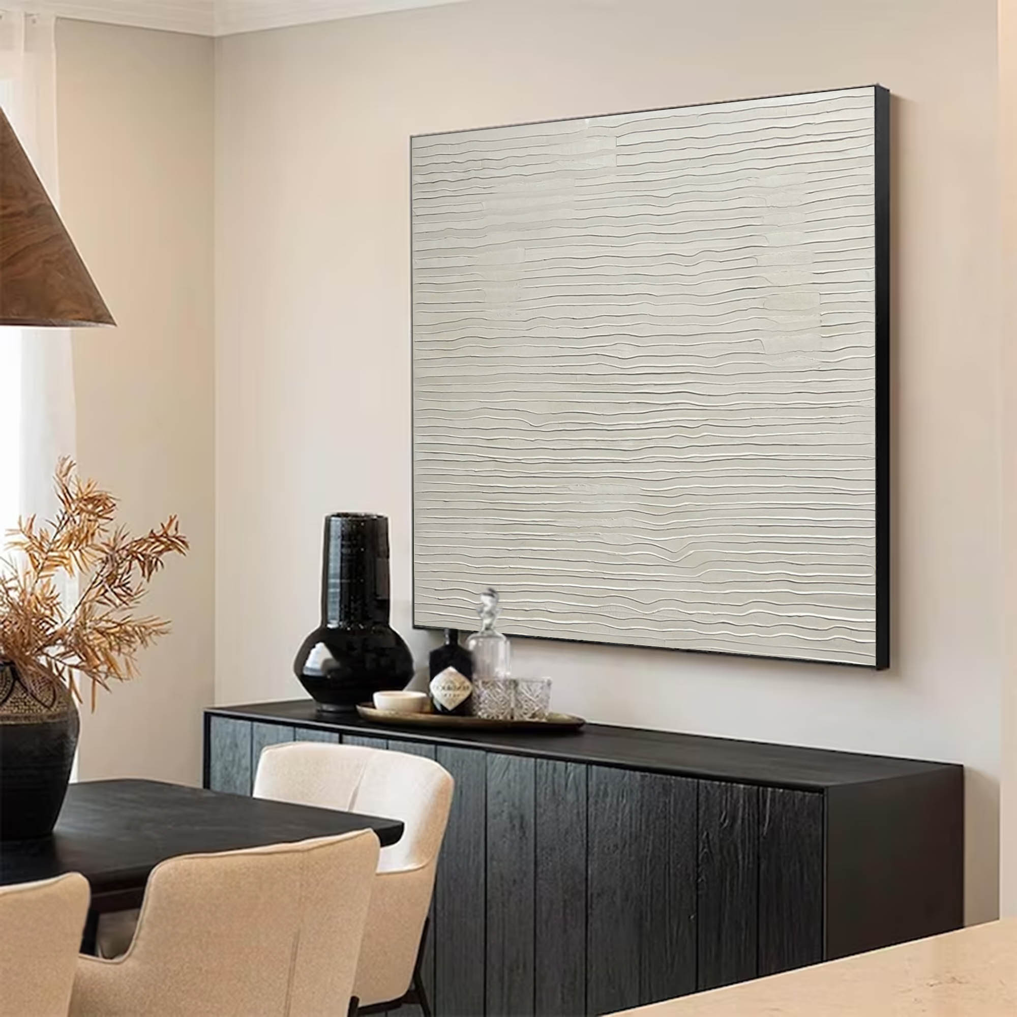 Pure Beige 3D Minimalist Painting on Canvas 3D texutred pure beige art Beige Texture Wall Art