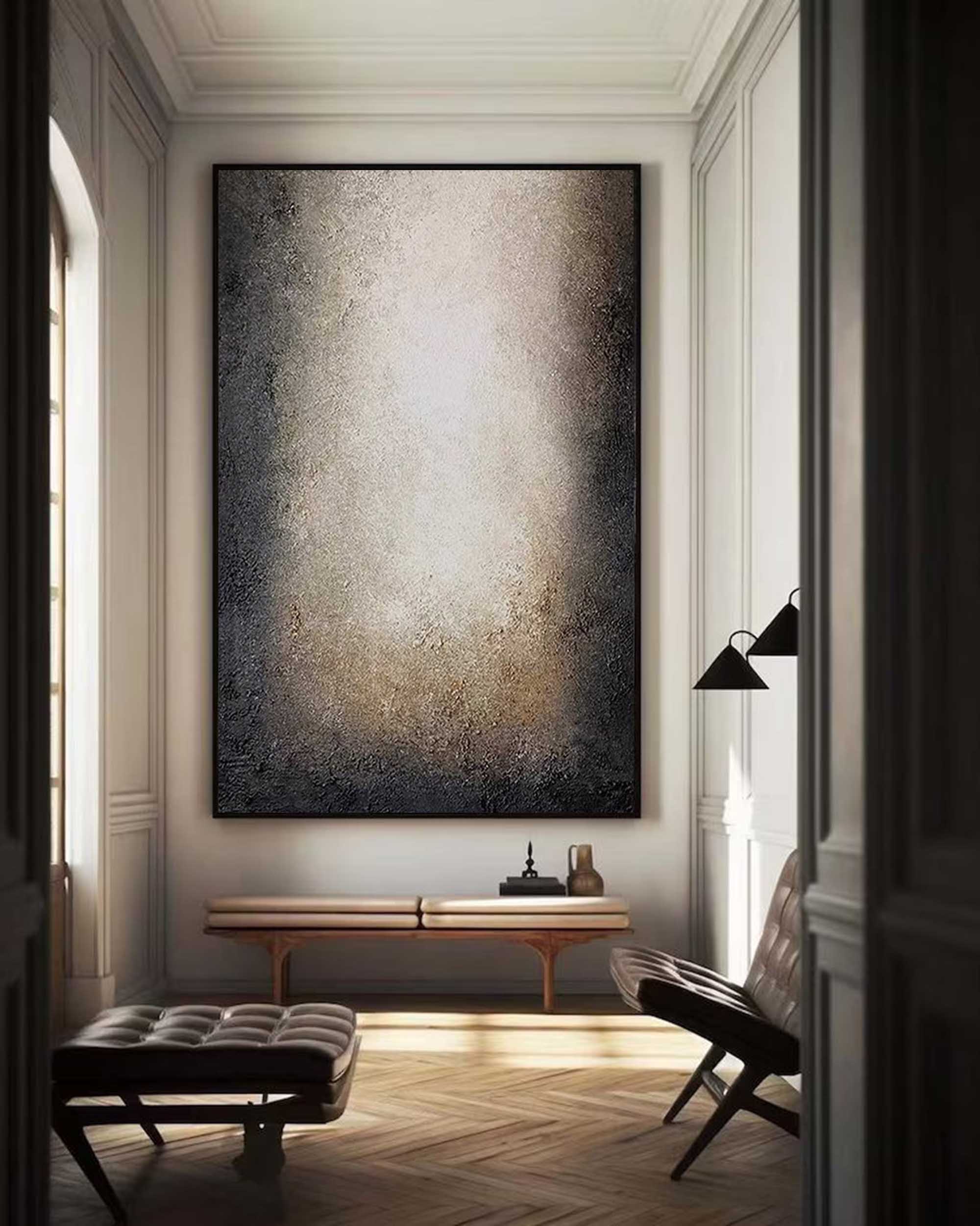 Large Minimalist Abstract Canvas Art Beige And Black Texture Painting Nordic Abstract Painting