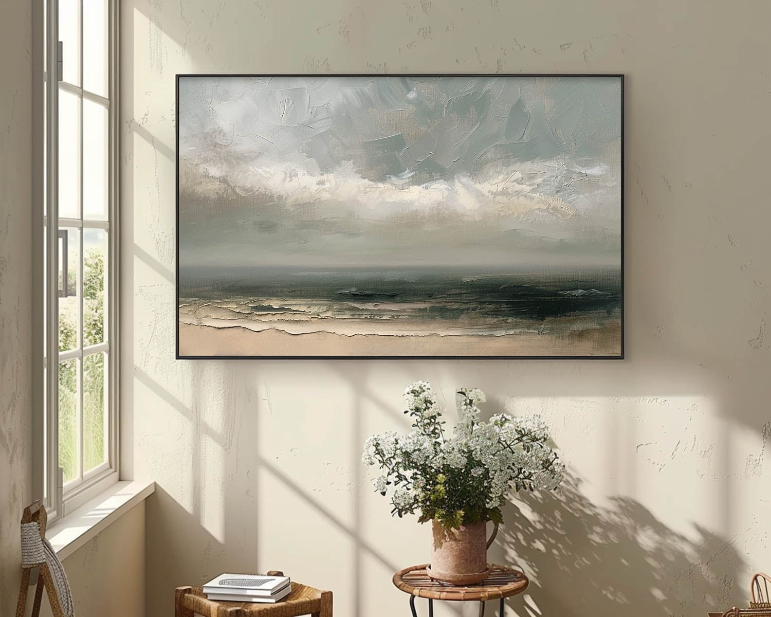 Vintage Seascape Oil Painting Vintage Moody Landscape Painting Vintage Moody Dark sea Painting