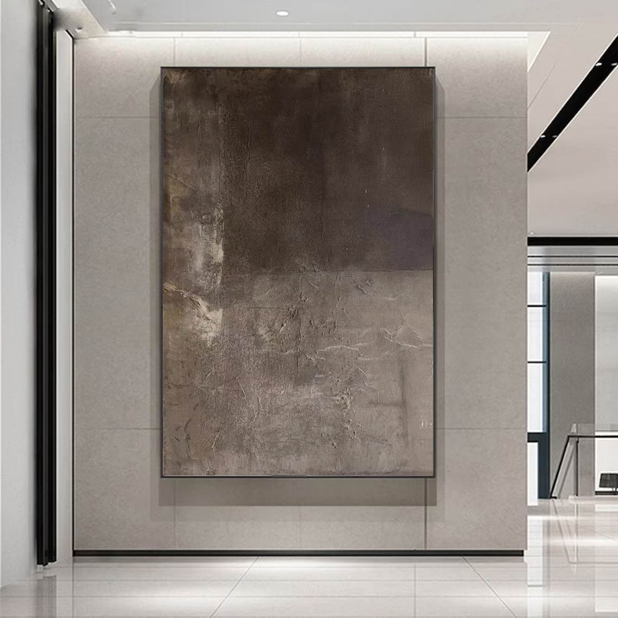 Brown Abstract Wall Art Minimalist Brown And Grey Textured Painting Wabi Sabi Wall Art