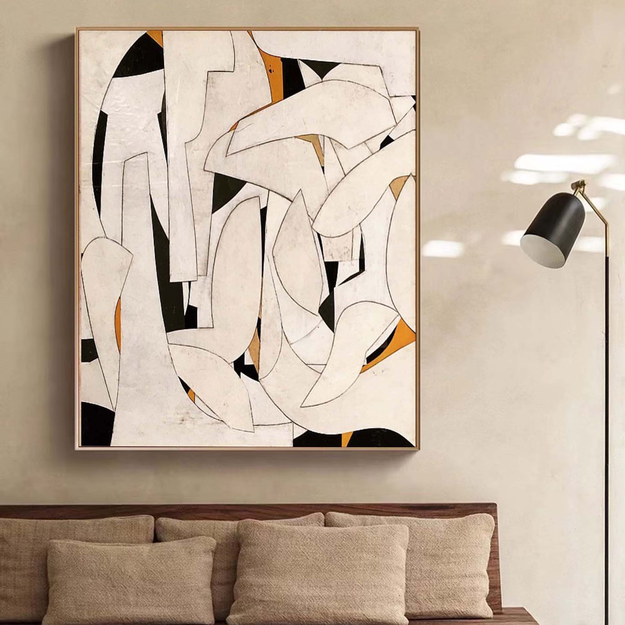 Black And Beige Original Abstract Painting Large Beige Black Minimalist Wall Art Beige Wabi Sabi Wall Art