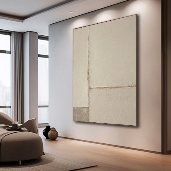 Large Pure Beige Minimalist Painting Neutral Beige Minimal Wall Art abstract Beige Painting