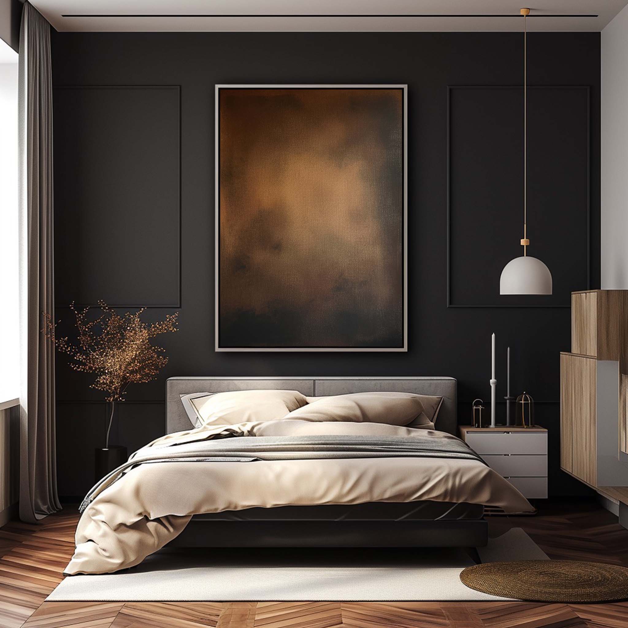 Large Brown And Black Minimalist Abstract Painting Original Black Brown Minimalist Wall Art