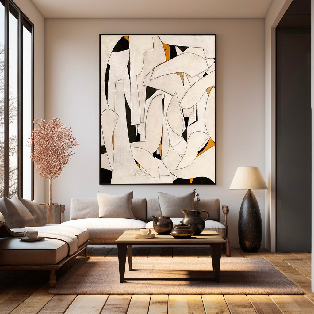 Black And Beige Original Abstract Painting Large Beige Black Minimalist Wall Art Beige Wabi Sabi Wall Art