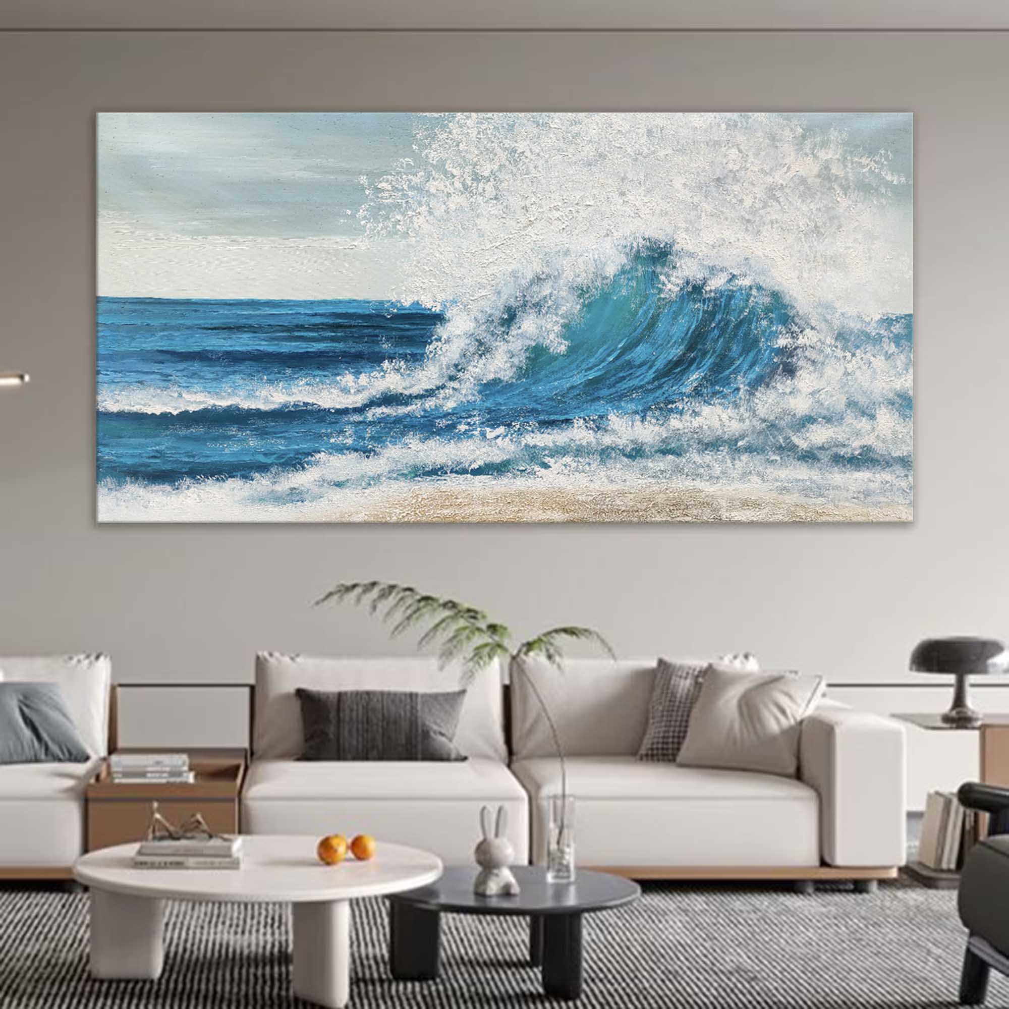 Original Ocean Wave Oil Painting On Canvas 3D Minimalist Textured ...