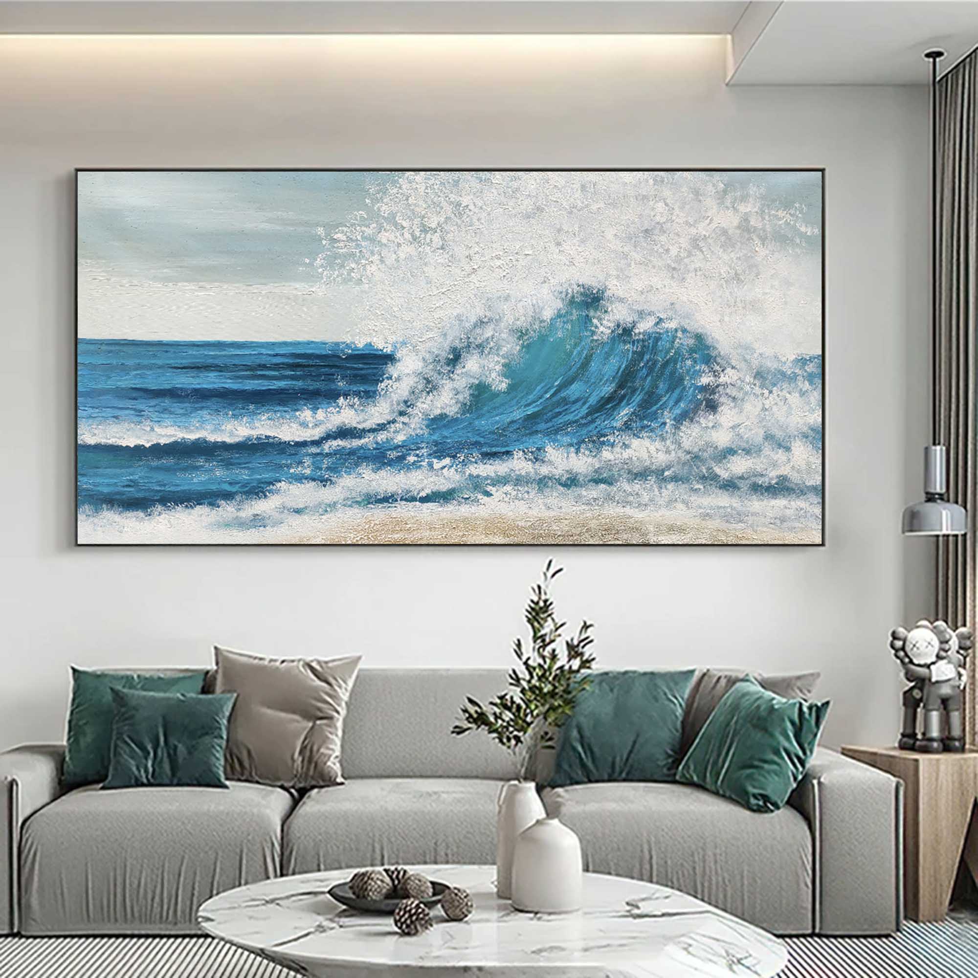 Original Ocean Wave Oil Painting On Canvas 3D Minimalist Textured ...