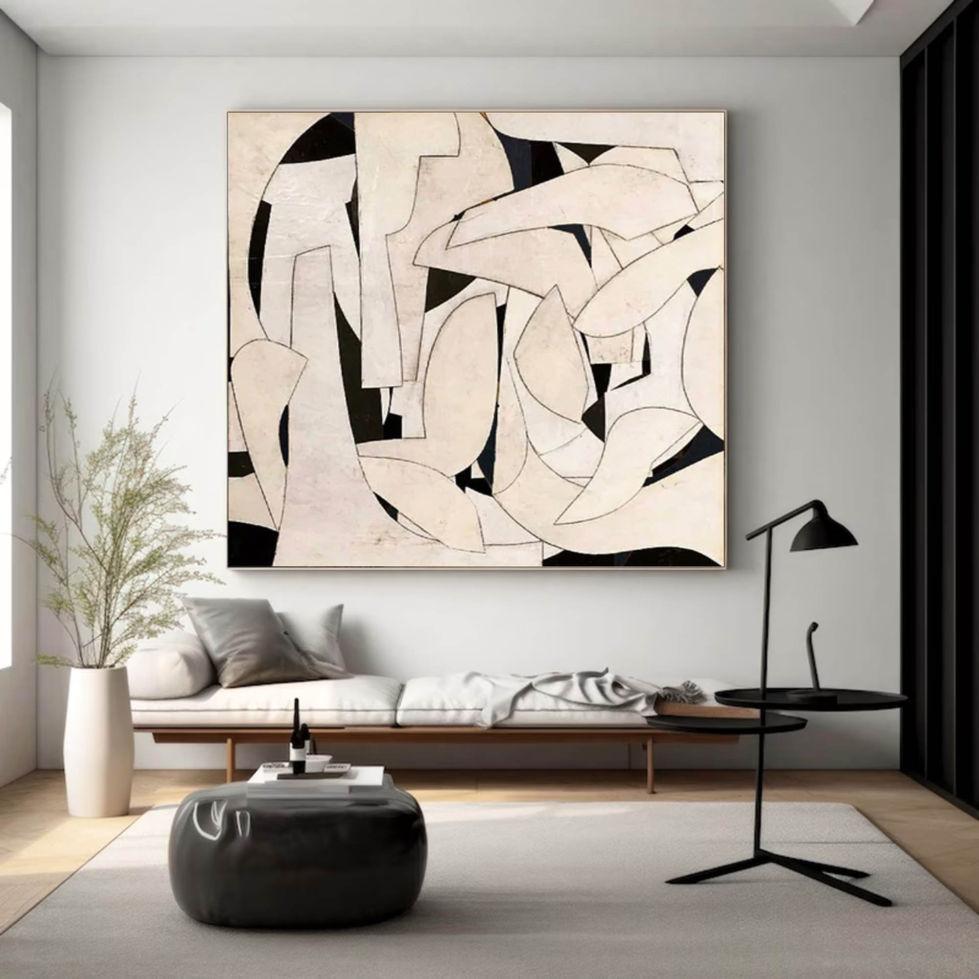 Minimalist Beige Canvas Art Beige Plaster Textured Wall Art Wabi Sabi Wall Painting