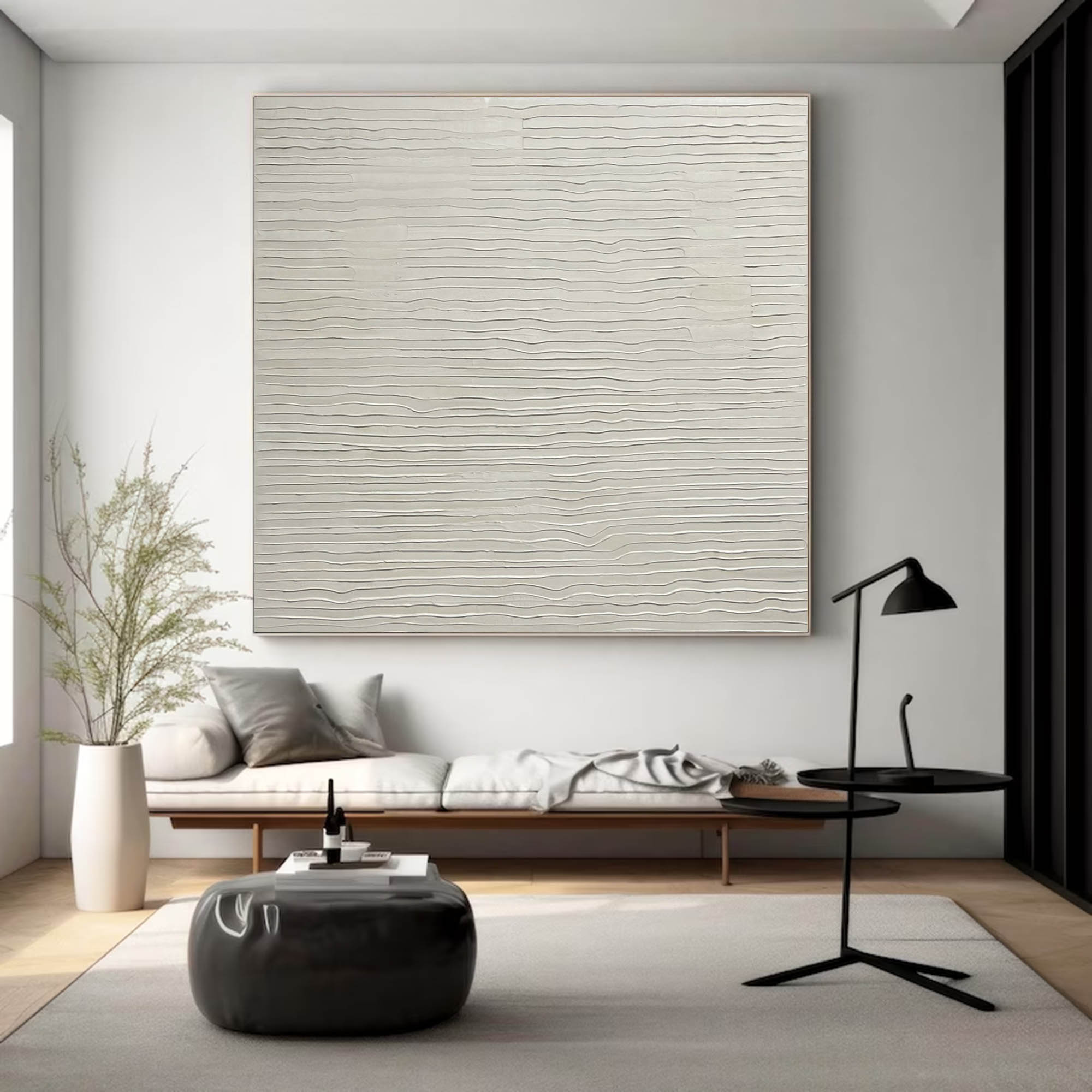 Pure Beige 3D Minimalist Painting on Canvas 3D texutred pure beige art Beige Texture Wall Art