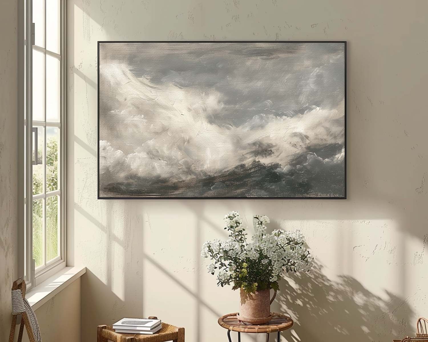 Vintage Seascape Wall Art Vintage Moody Abstract Landscape Painting Retro Seascape Oil Painting