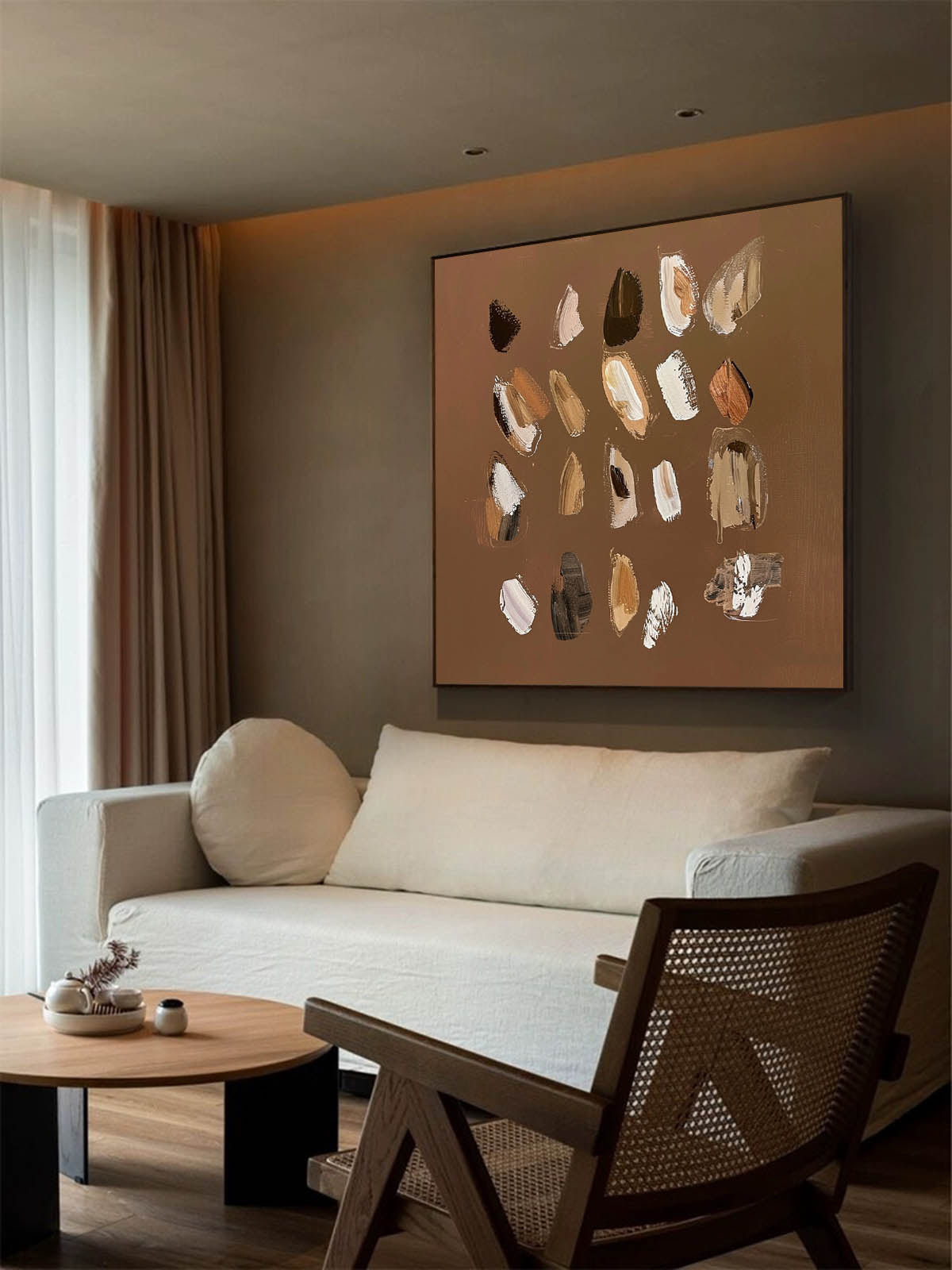 Large Brown Minimalist Wall Art 3d Texture Wall Art Brown Abstract Wall Art Wabi-Sabi Wall Art