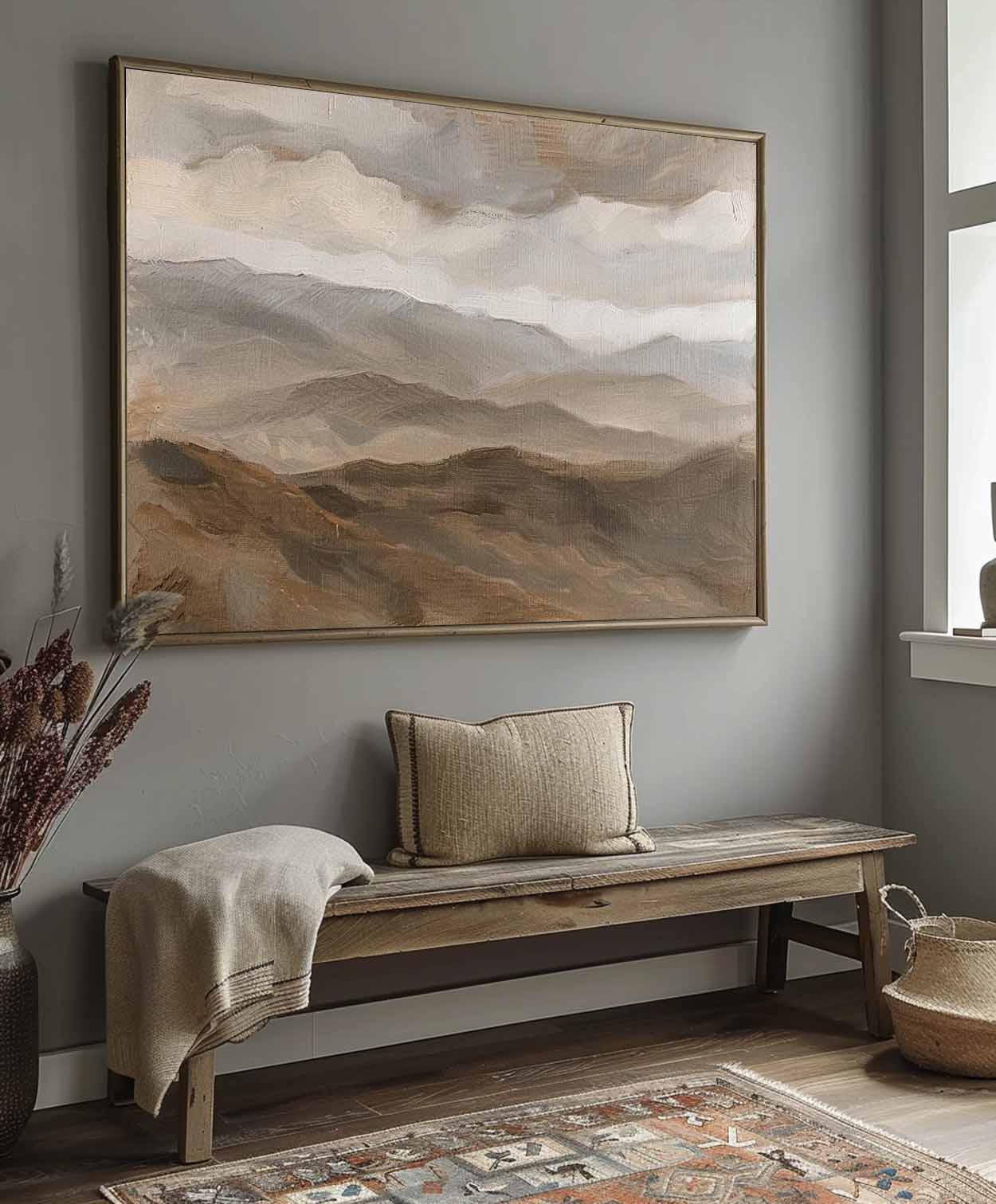 Vintage Landscape Wall Art Moody Mountain Landscape Painting Acrylic Country Landscape Painting