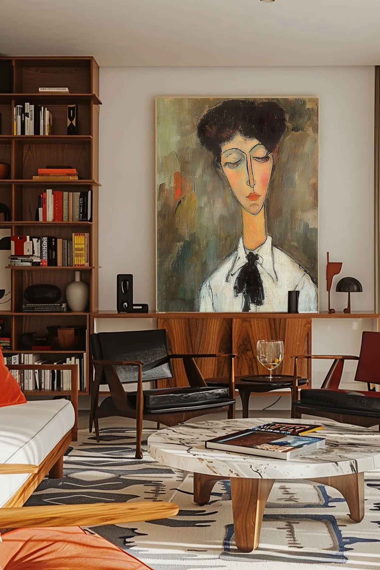 Vintage Women Portrait Oil Painting Woman Wall Art Original Women Abstract Wall Art Large Vintage Wall Art