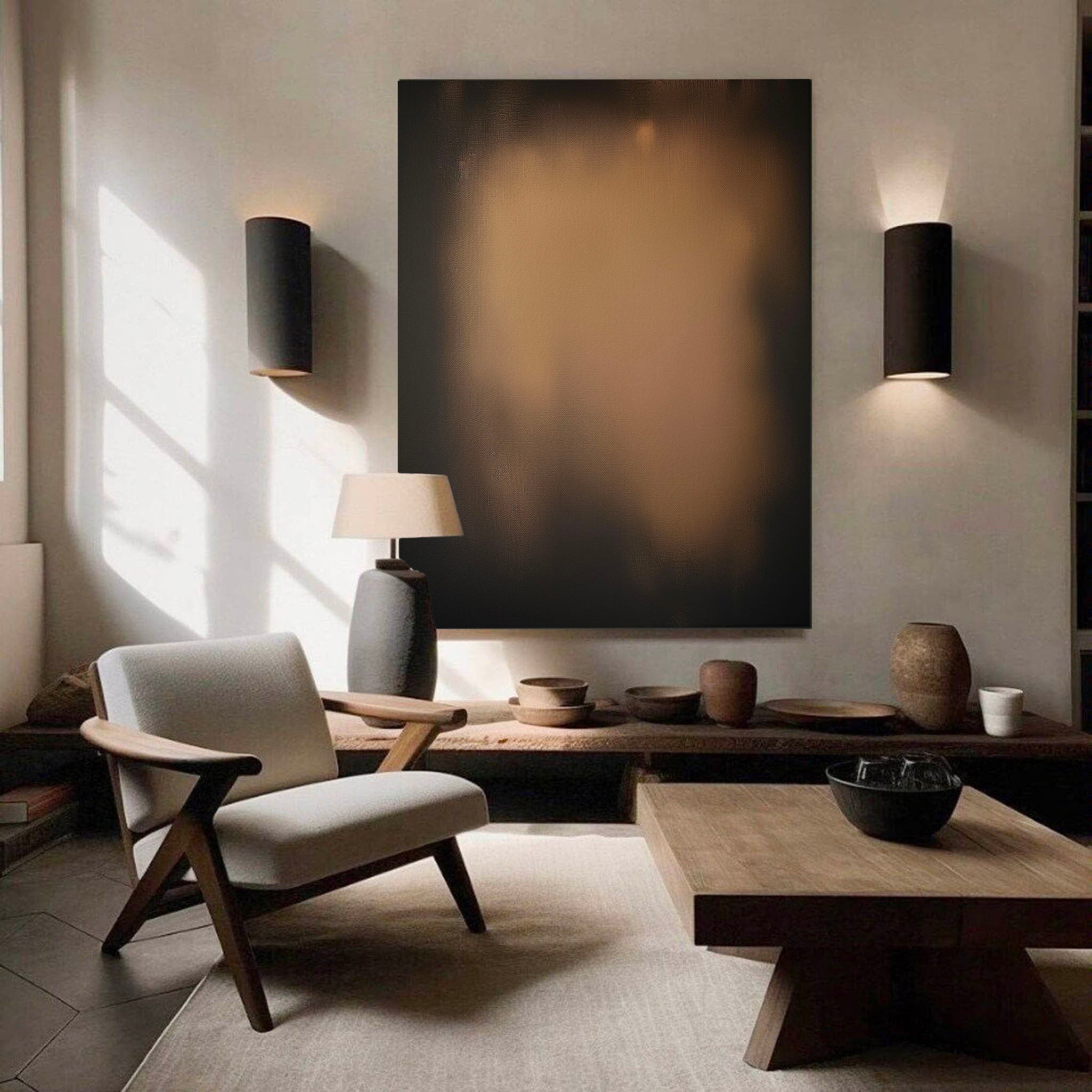 Large Brown And Black Oil Painting Minimalist Black And Brown Wall Art Original Black And Brown Abstract Art