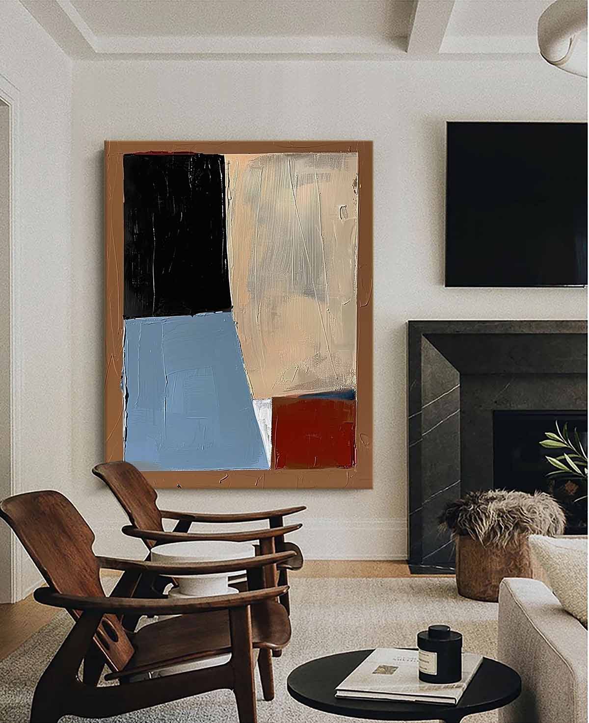 Mid Century Modern Wall Art Large Geometric Abstract Painting Original Geometric Art Large Living Room Wall Art