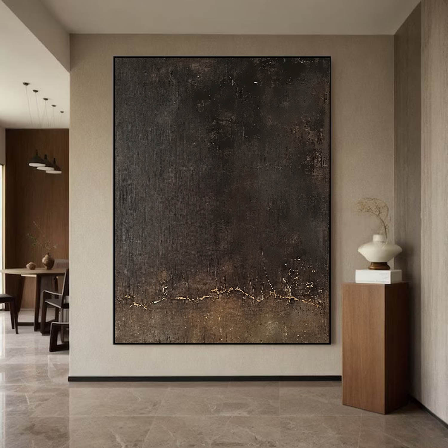 Minimalist Brown Texture Painting Large Brown Wall Art Brown Plaster Textured Wall Art