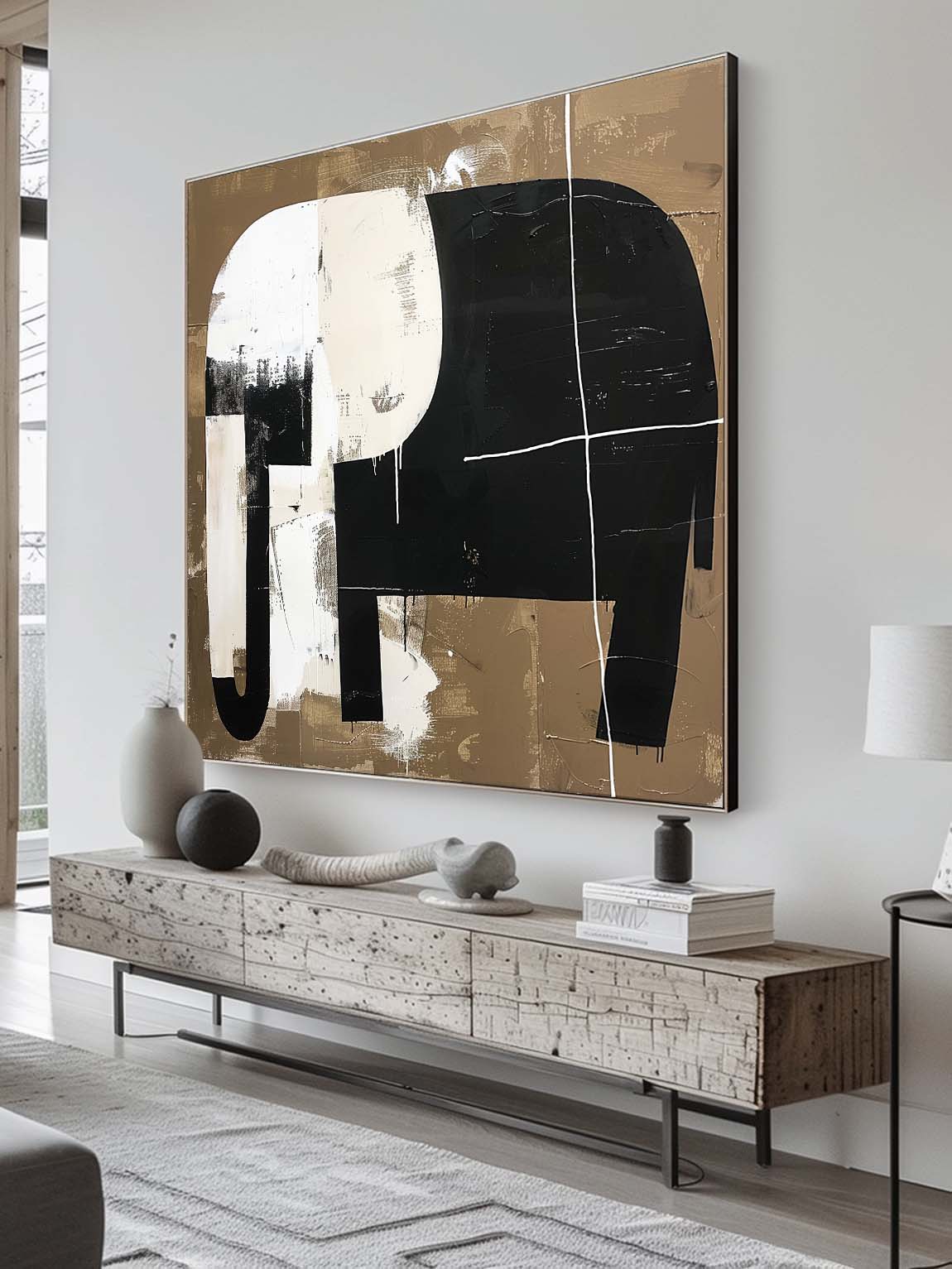 Retro Minimalist Elephant Canvas Art Vintage Abstract Canvas Art Retro Minimalist Wall Art