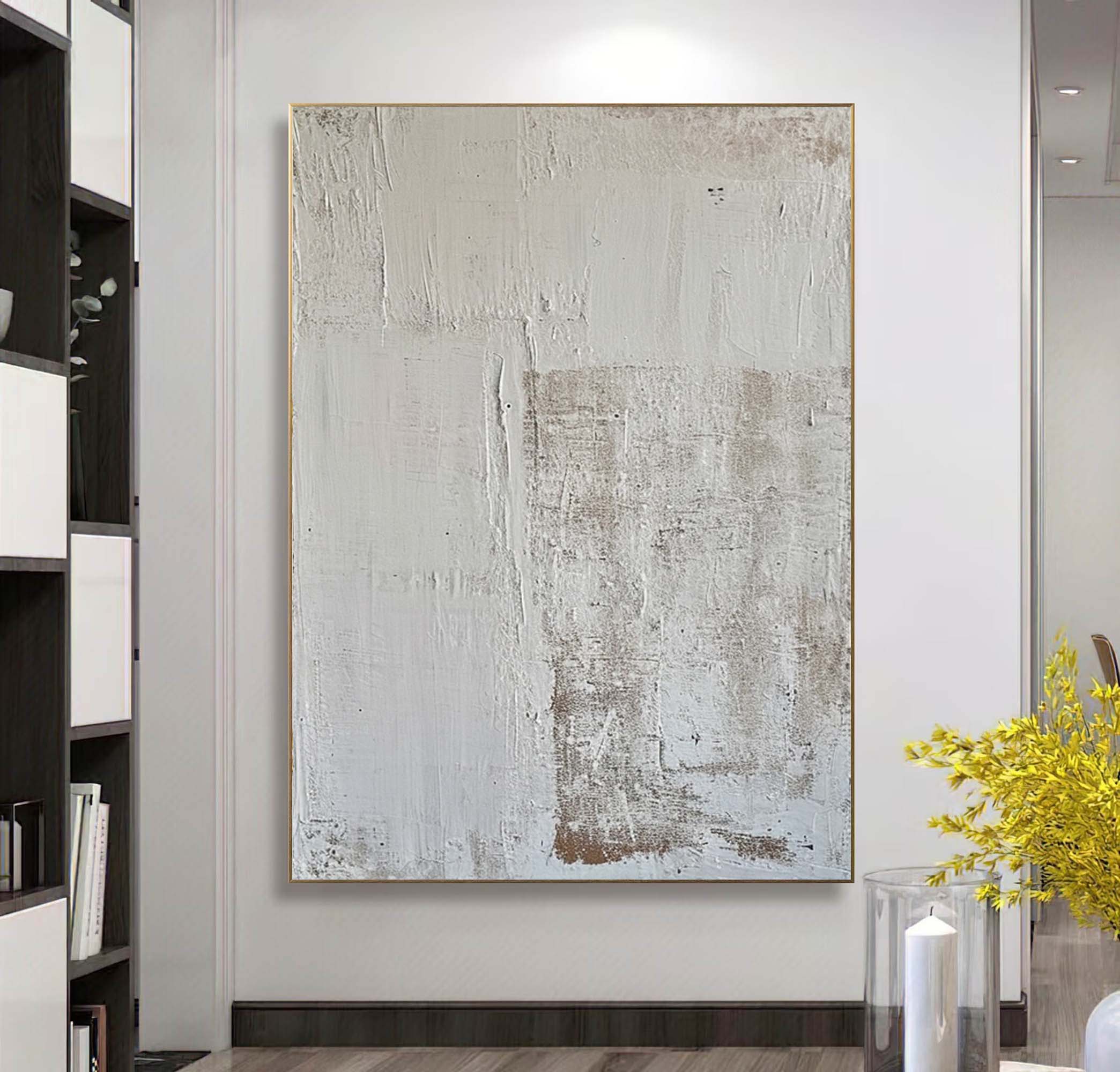 Beige White Minimalist Painting On Canvas Large Minimalist Abstract Painting White Minimalist Painting