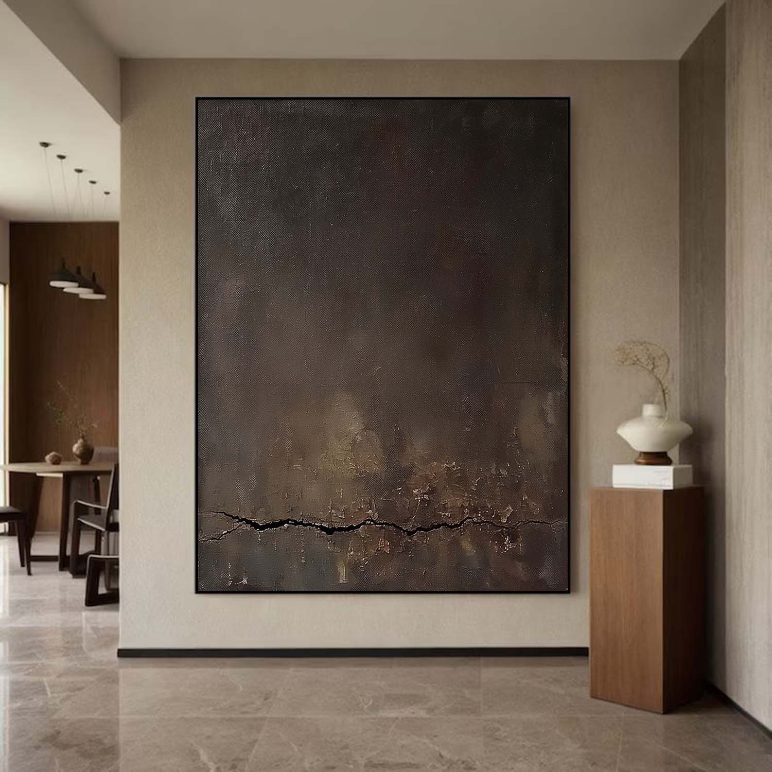 Black And Brown Minimalist Wall Art Oversized Textured Canvas Art ...