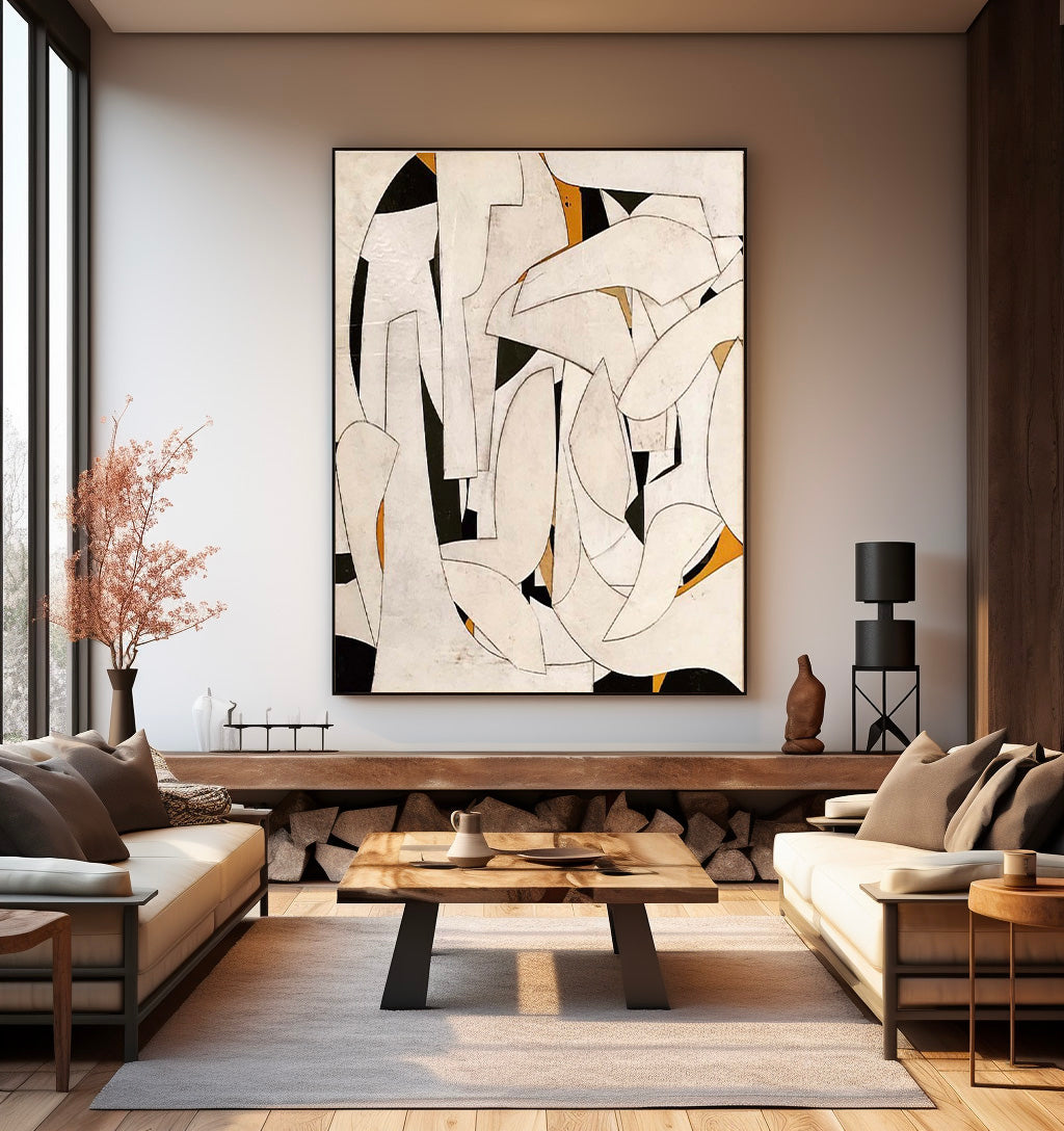 Black And Beige Original Abstract Painting Large Beige Black Minimalist Wall Art Beige Wabi Sabi Wall Art