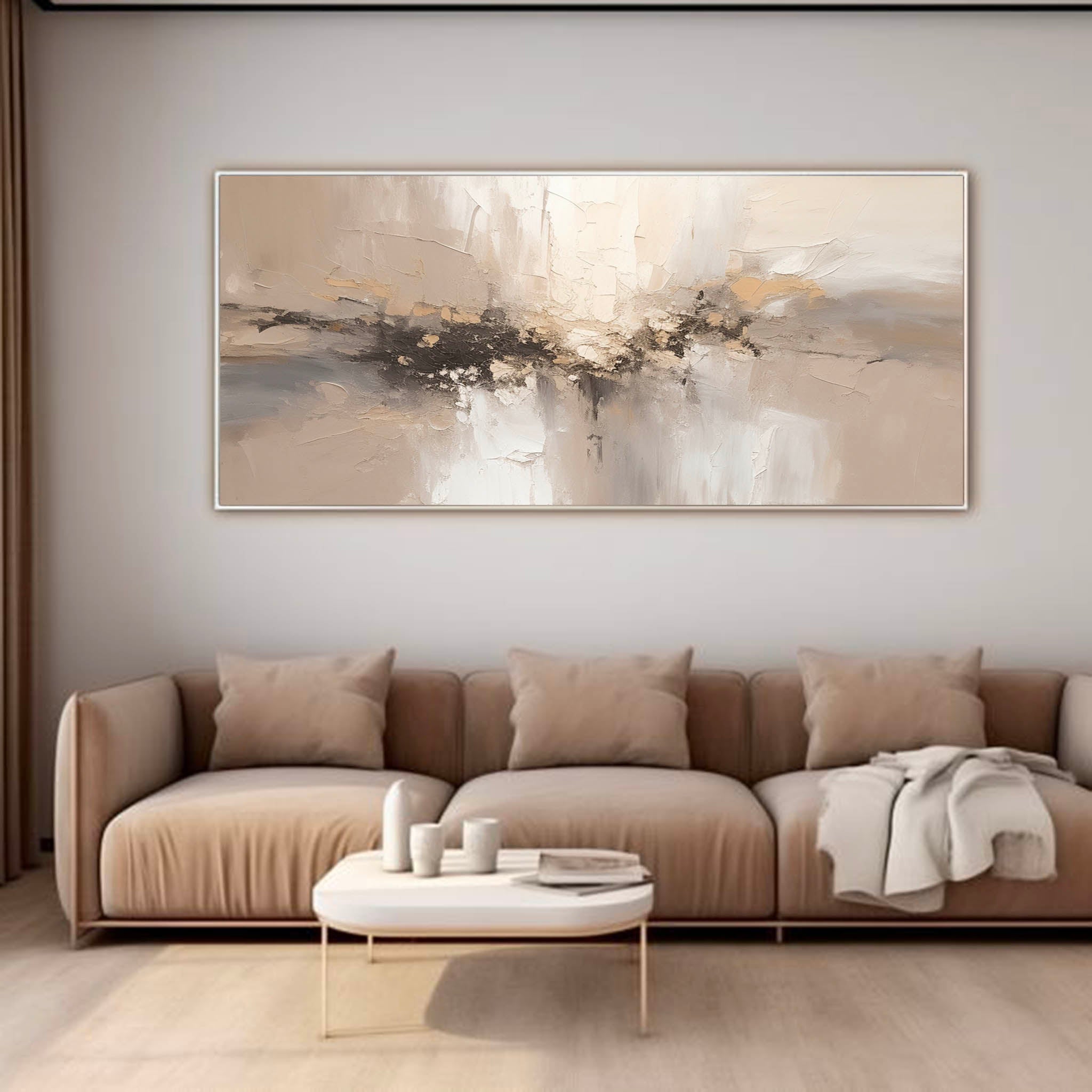 Minimalist Beige Texture Painting Minimalist Nature Wall Art Large Beige Wall Art