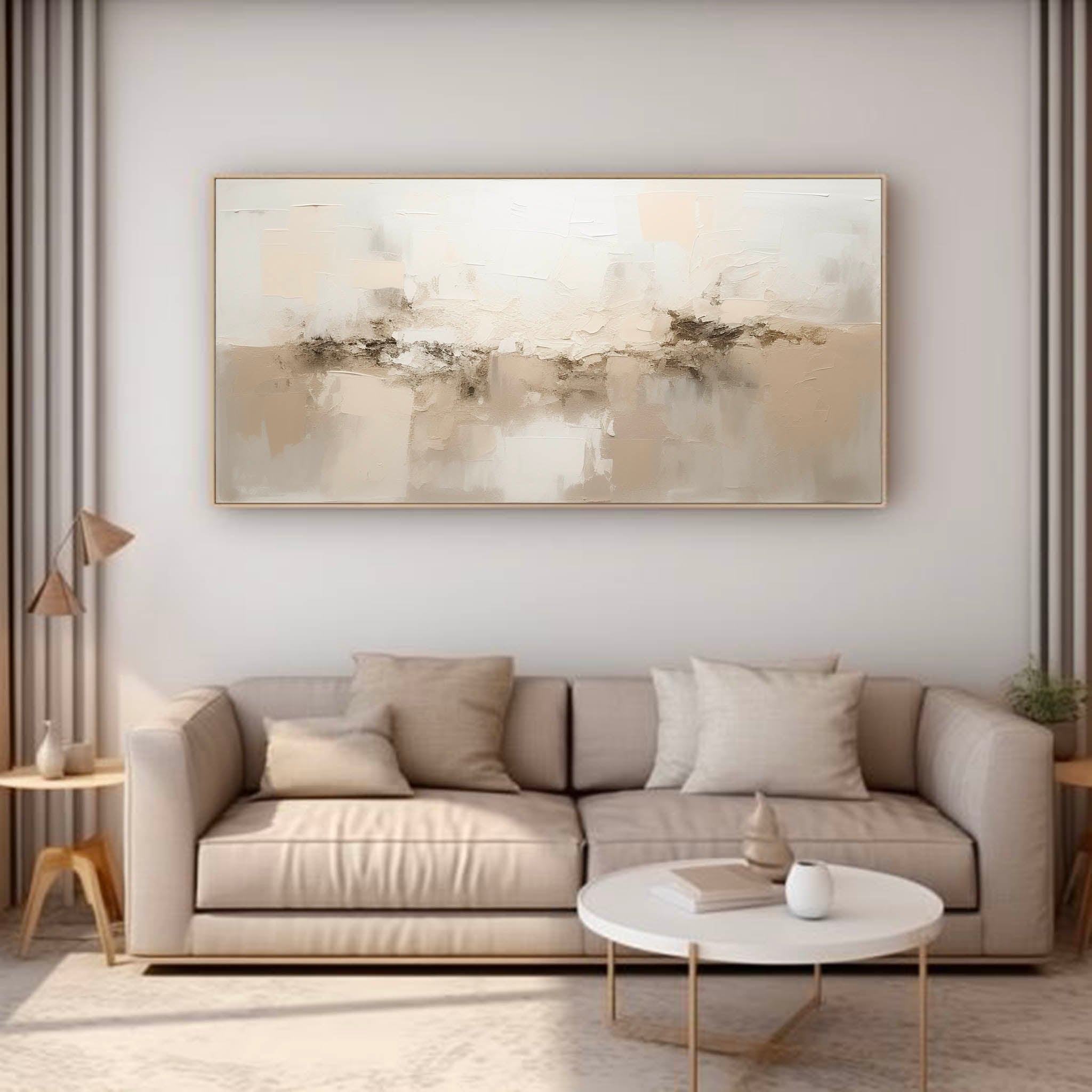 Large Beige White Texture Painting Minima Beige Brown Wall Art White Abstract Art