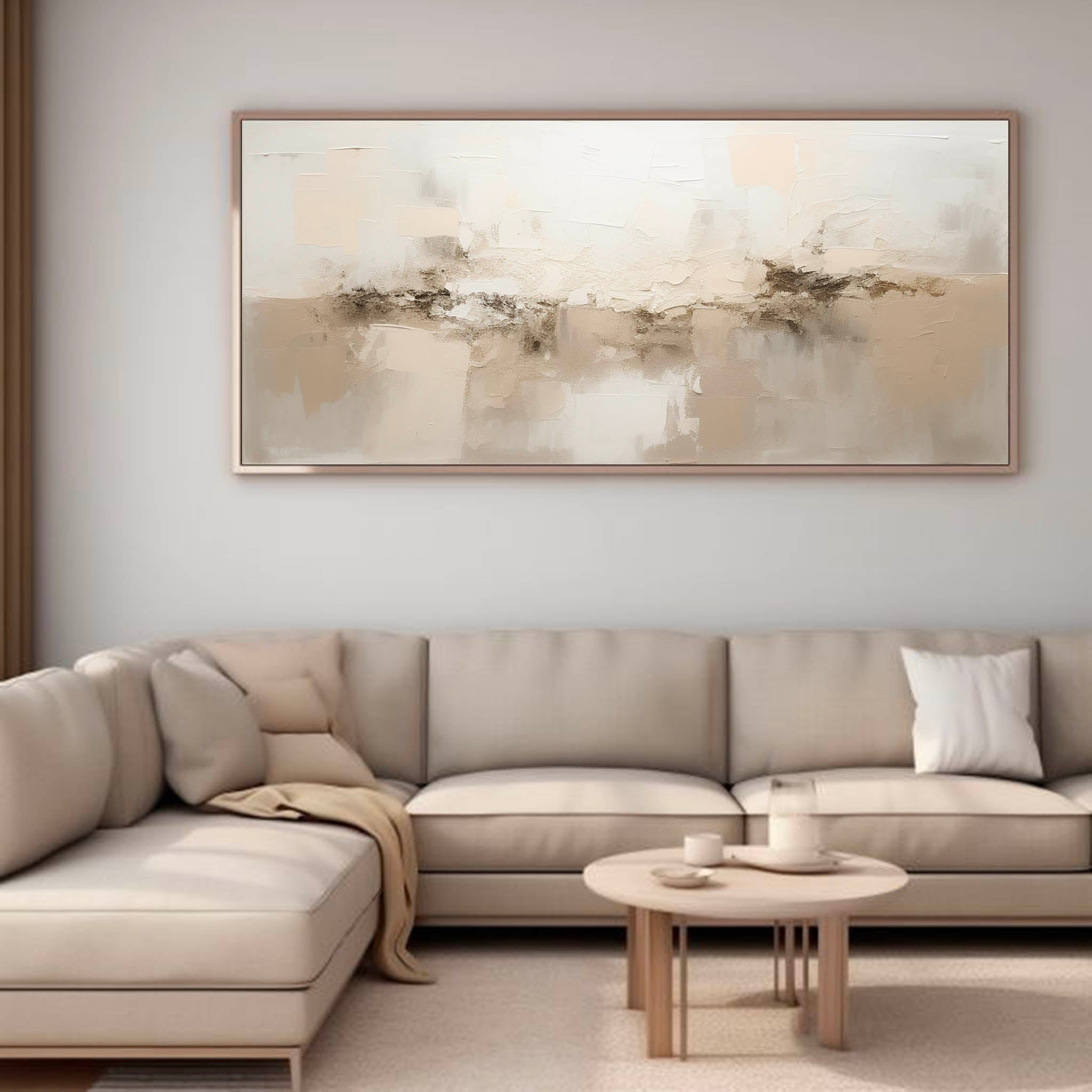 Large Beige White Texture Painting Minima Beige Brown Wall Art White Abstract Art