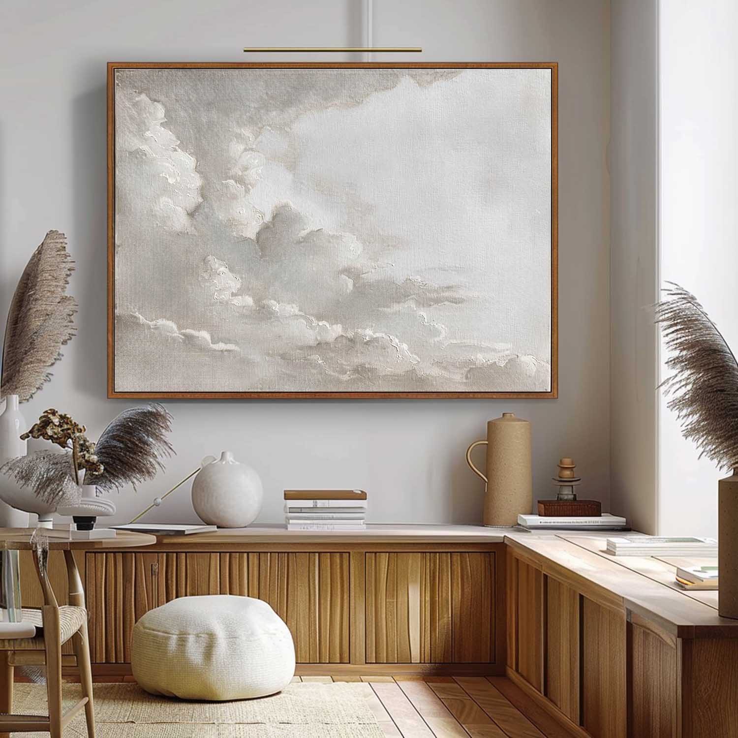 Large Landscape Vintage Painting Original Cloud Painting On Canvas Cloudy Sky Oil Painting Antique Art