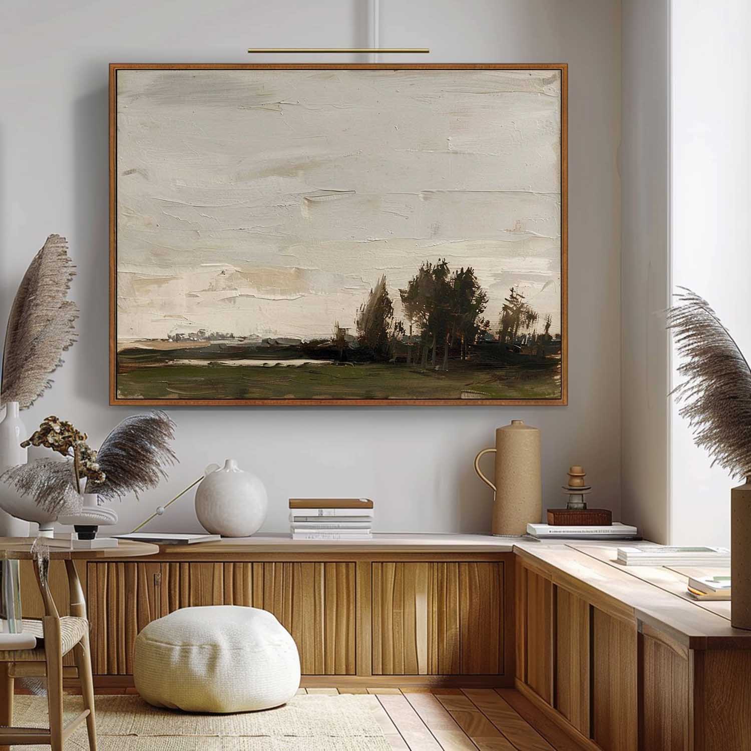 Vintage Wall Art Landscape Oil Painting  Framed Canvas Wall Decor Vintage Landscape Framed Art