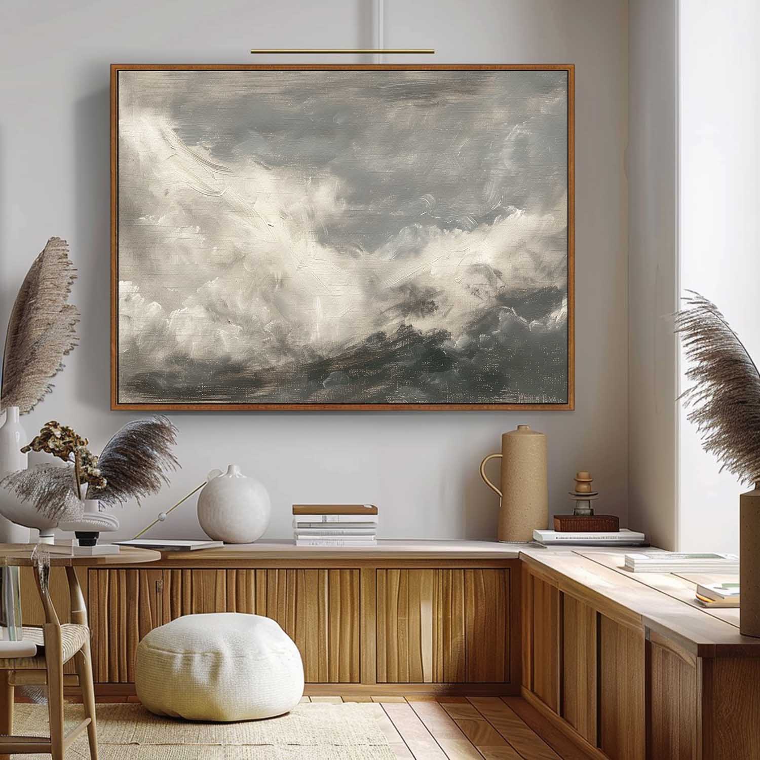 Vintage Seascape Wall Art Vintage Moody Abstract Landscape Painting Retro Seascape Oil Painting