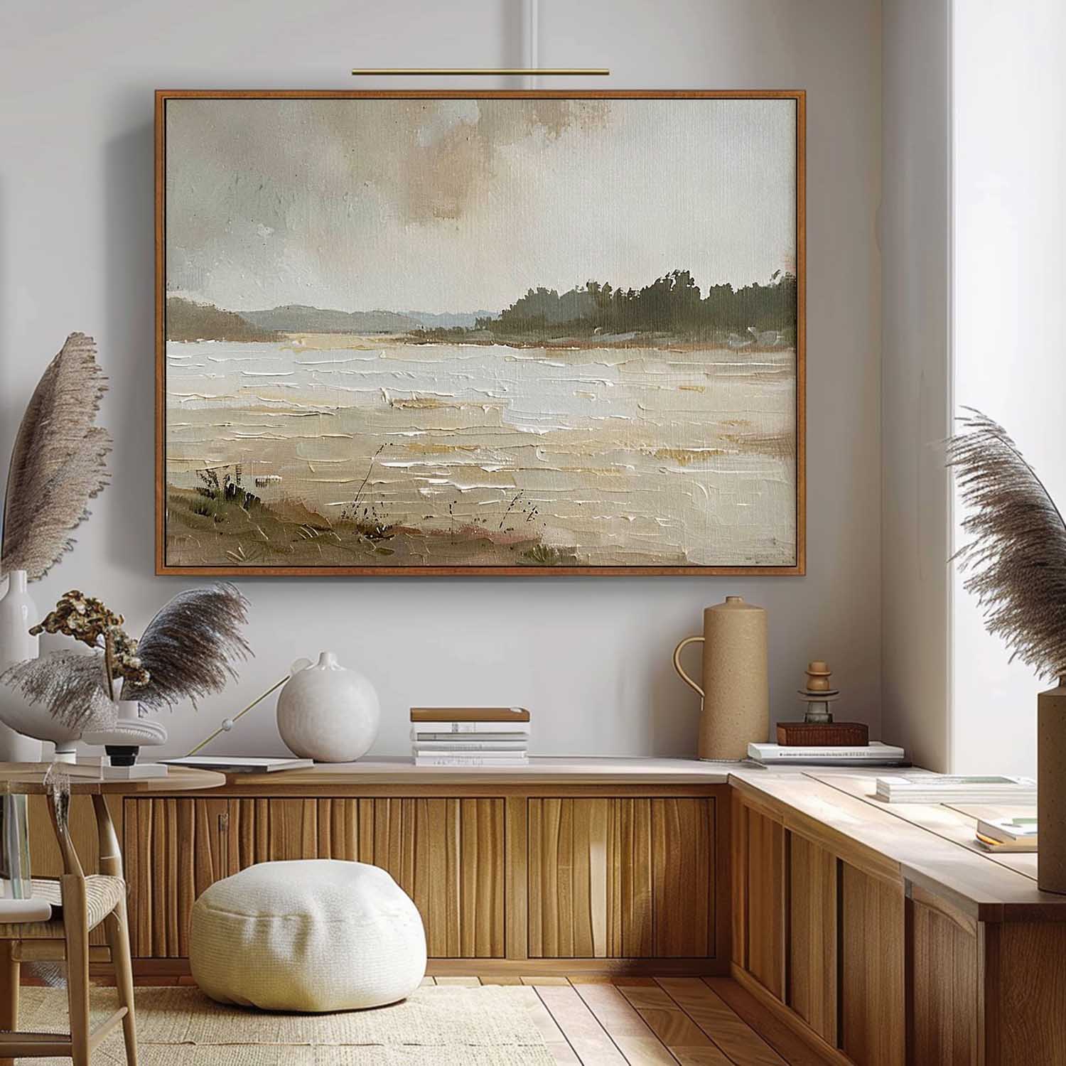 Vintage Lake Landscape Oil painting Rustic Lake Art Painting Vintage Rustic Lake Oil Painting