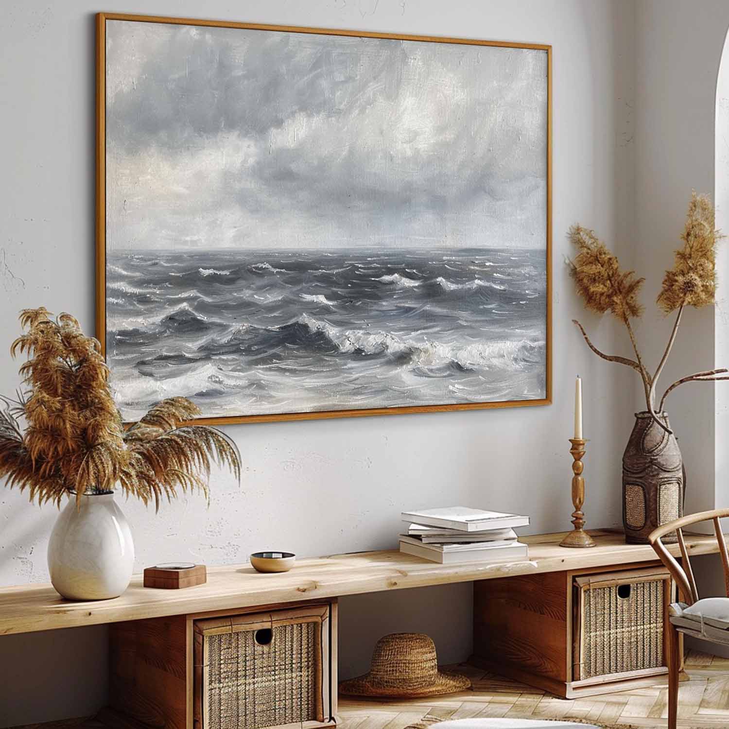 Vintage Seascape Art Painting Vintage Seascape Oil Painting Retro Sea Art Retro Sea Artwork