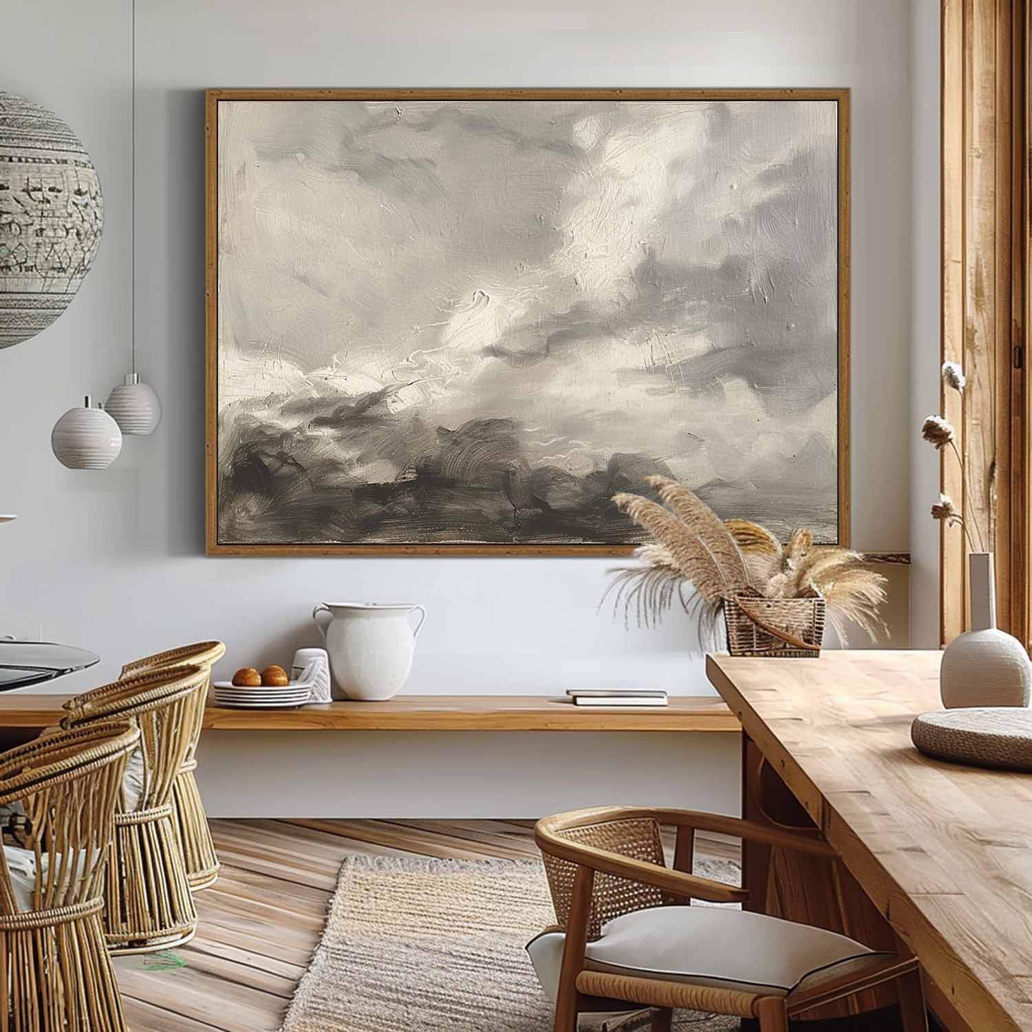 Vintage Cloud Art Moody Landscape Painting Moody Sky Vintage Painting Original Cloud Artwork