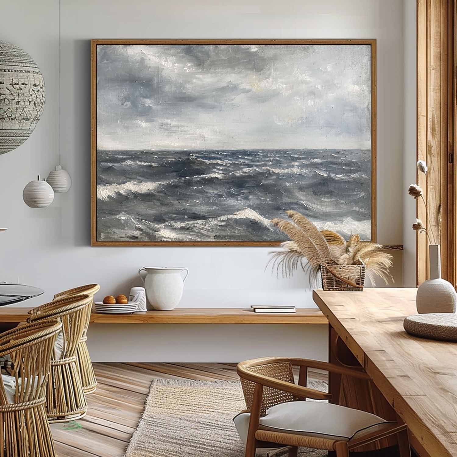 Vintage Seascape Paintings Rustic Coastal Wall Art Antique Landscape Wall Art Moody Rustic Art