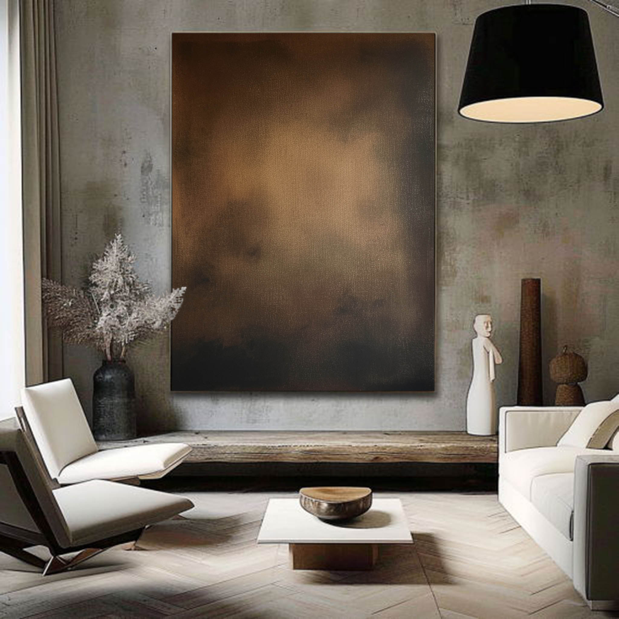 Large Brown And Black Minimalist Abstract Painting Original Black Brown Minimalist Wall Art