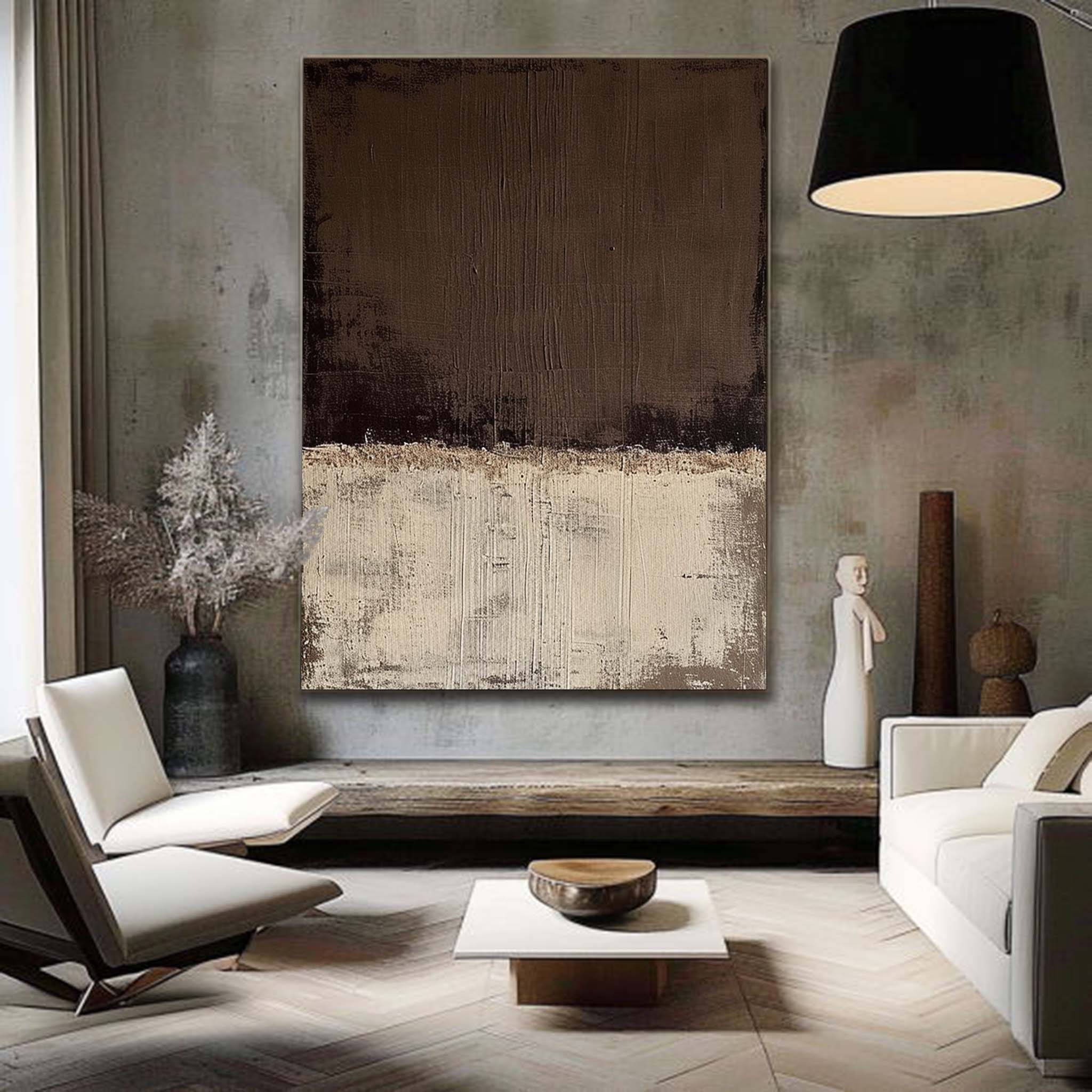 Large Brown Minimalist Wall Art Beige Wabi Sabi Wall Art Brown Beige Abstract Painting