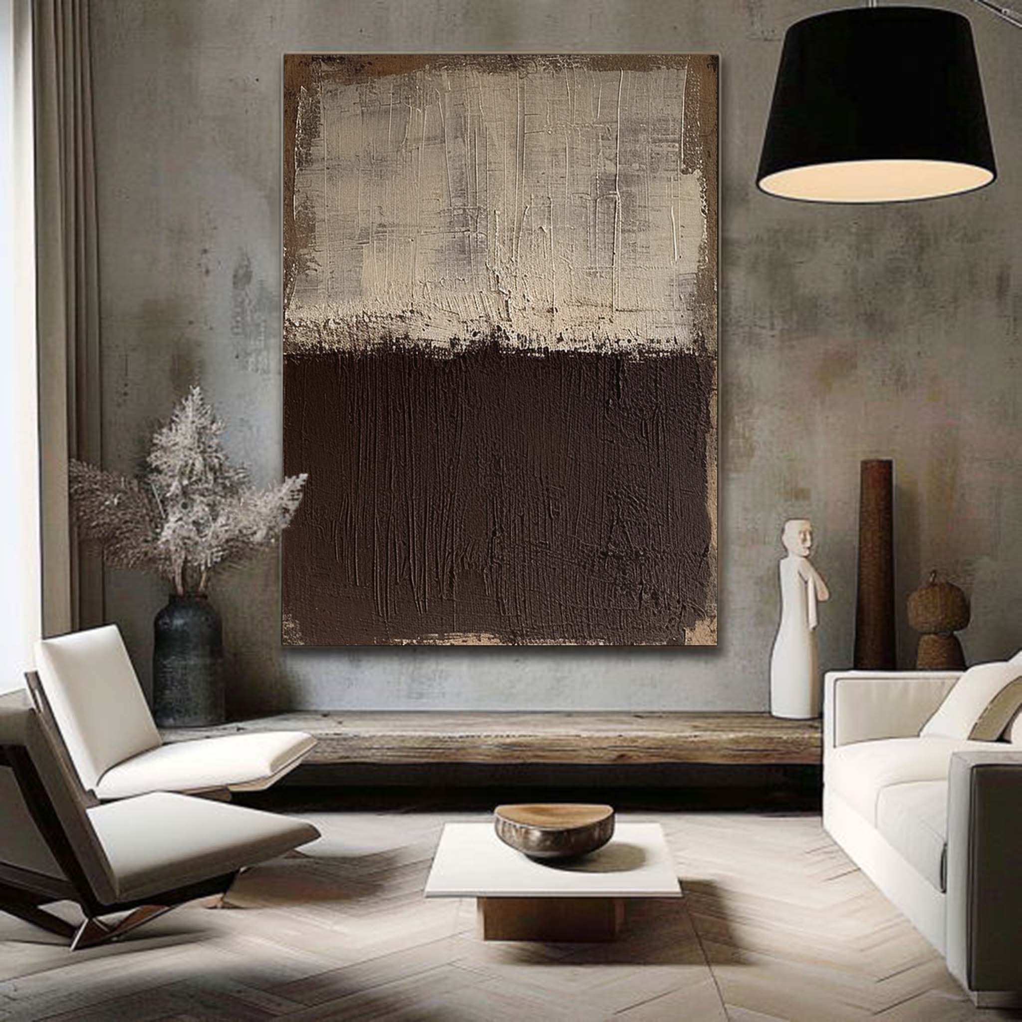 Brown Minimalist Wall Art Painting Brown Texture Wall Art Beige Abstract Wall Art