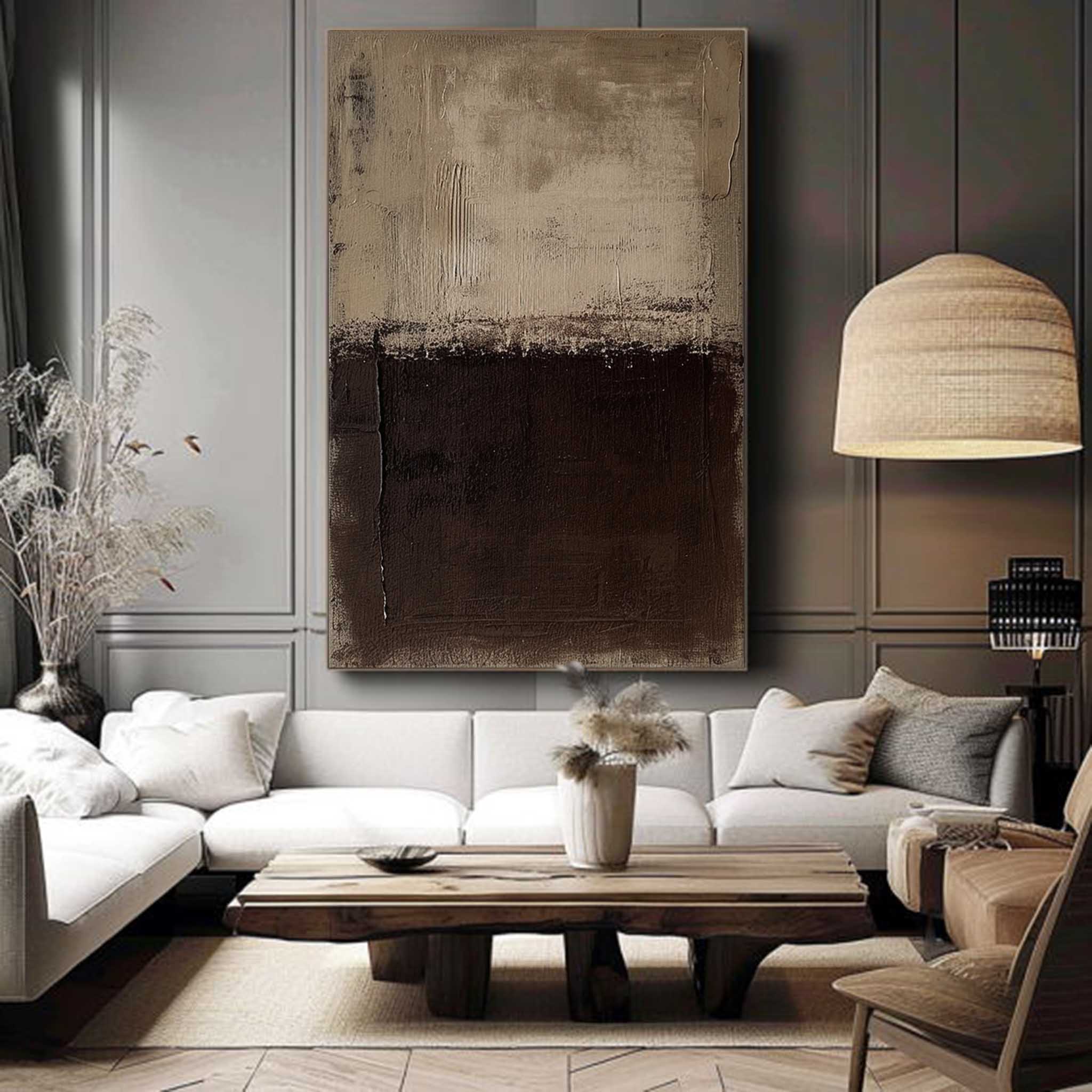 Large Brown Texture Wall Art Minimalist Beige And Brown Abstract Painting Wabi Sabi Wall Art