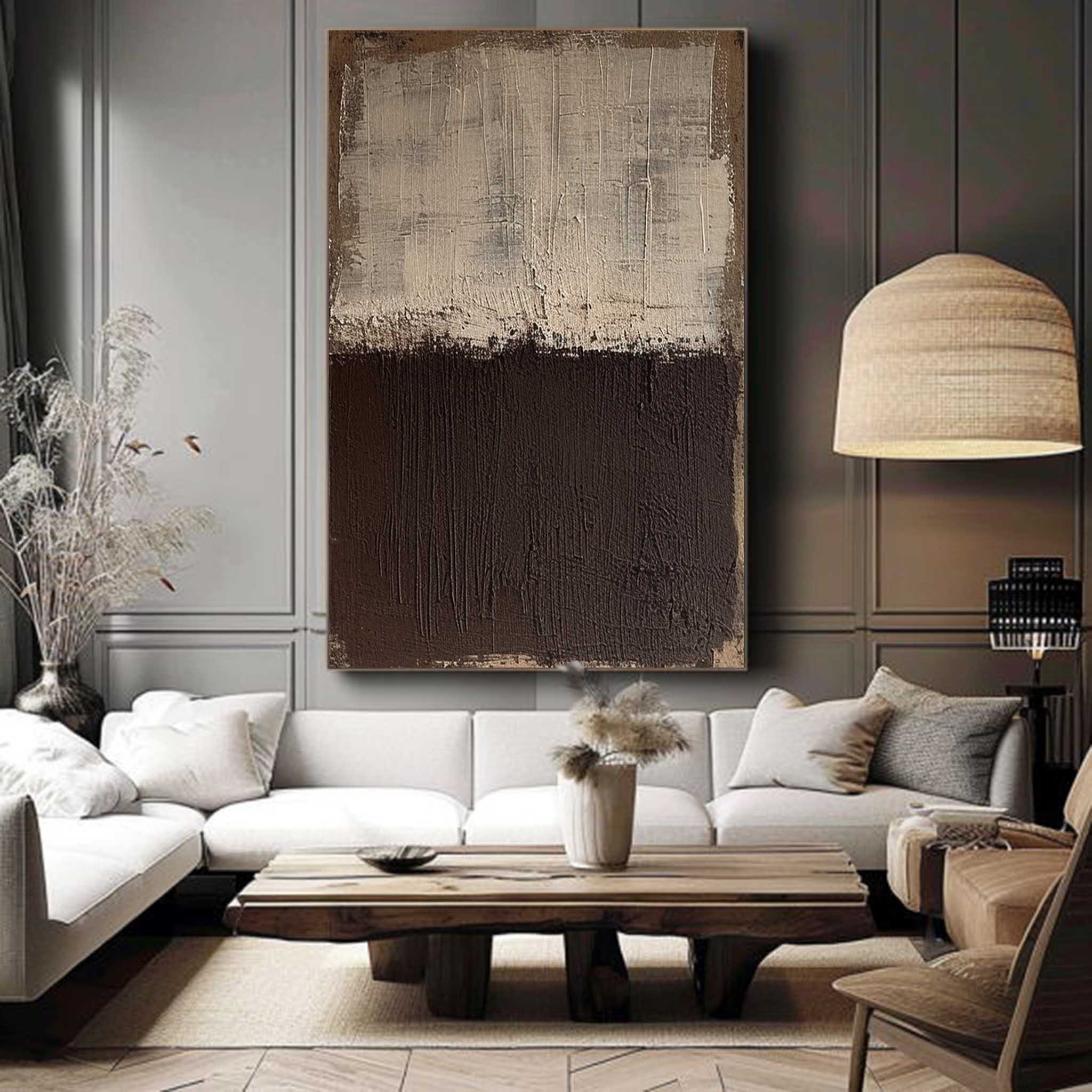 Brown Minimalist Wall Art Painting Brown Texture Wall Art Beige Abstract Wall Art