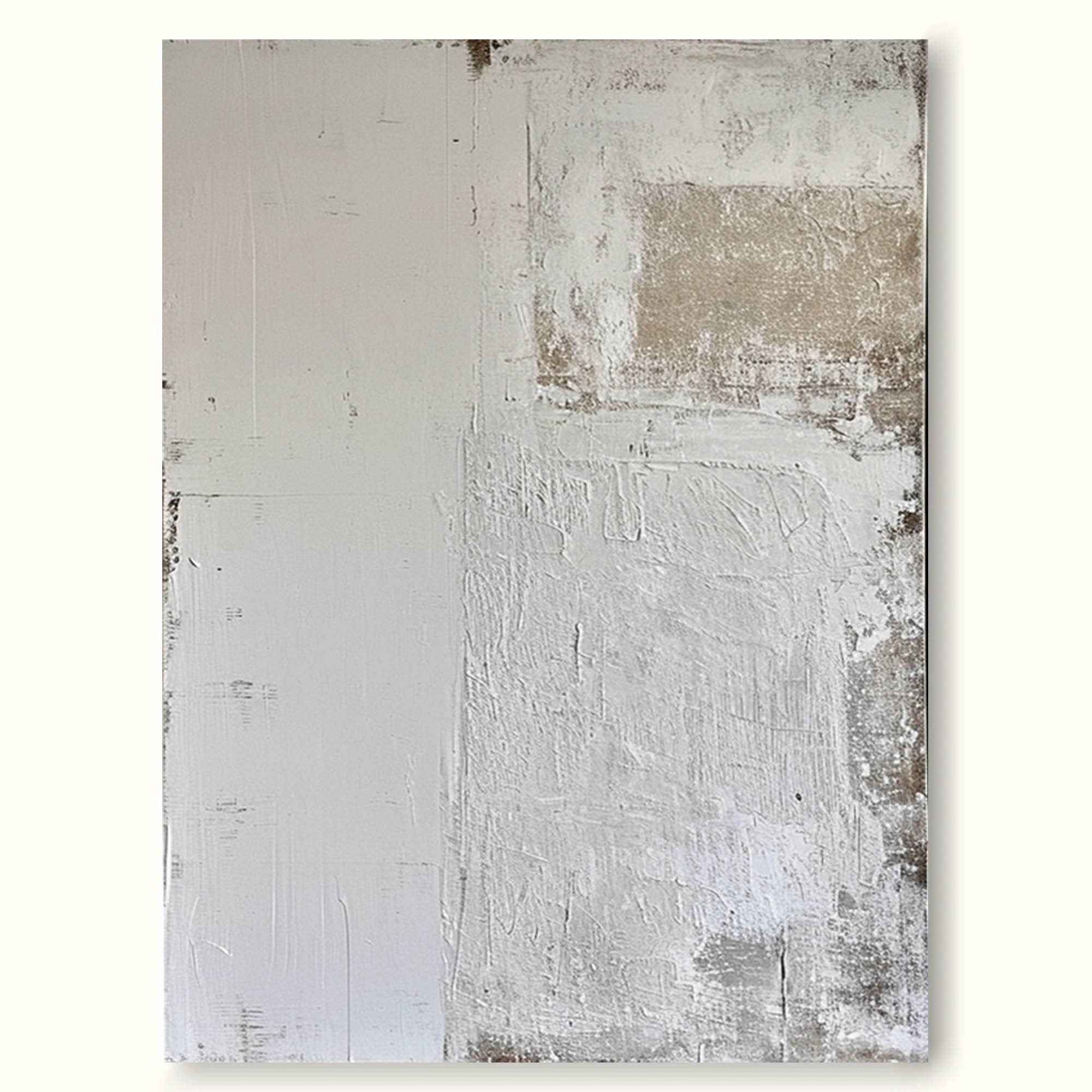 Original Beige White Wabi Sabi Wall Art Beige And White Minimalist Oil Painting