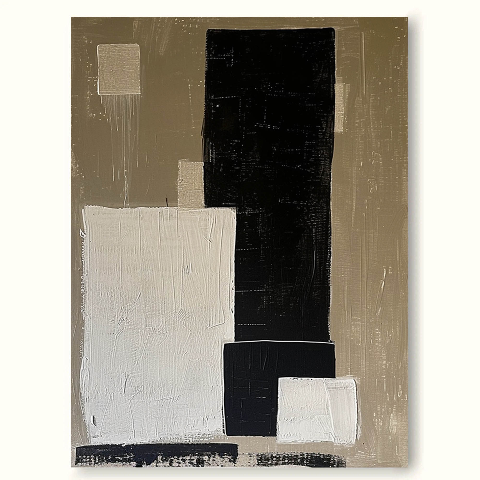 Beige Black Textured Painting on Canvas Beige Minimalist Painting Beige Black Wabi Sabi Wall Art